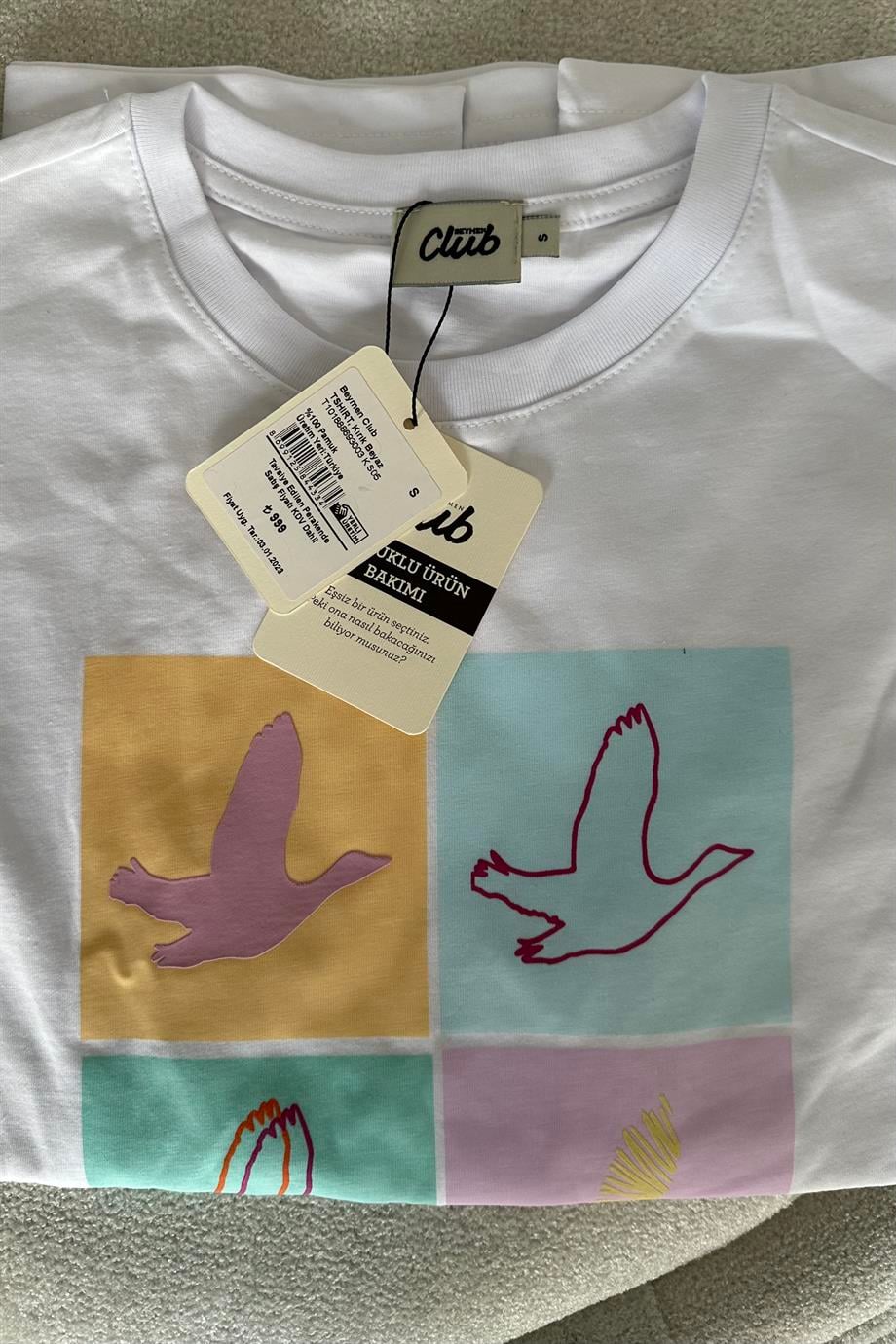 Beyaz Baskılı T-Shirt - Kadın T-Shirt Modelleri - Nazliye Moda | Kadın Giyim Modası