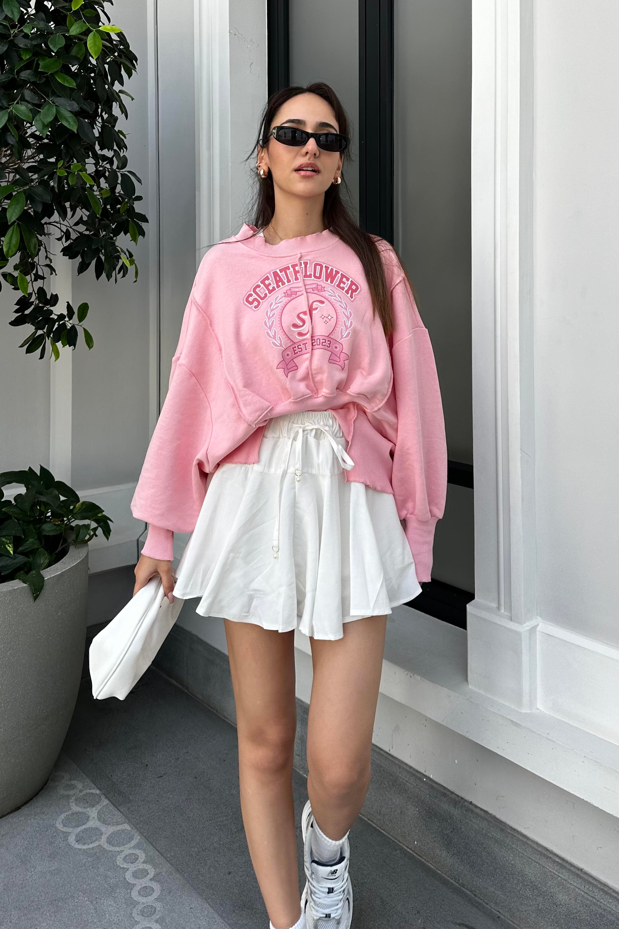 Beyaz Lastikli Şort Etek - Kadın Skirts Modelleri - Nazliye Moda - Kadın Giyim Modası