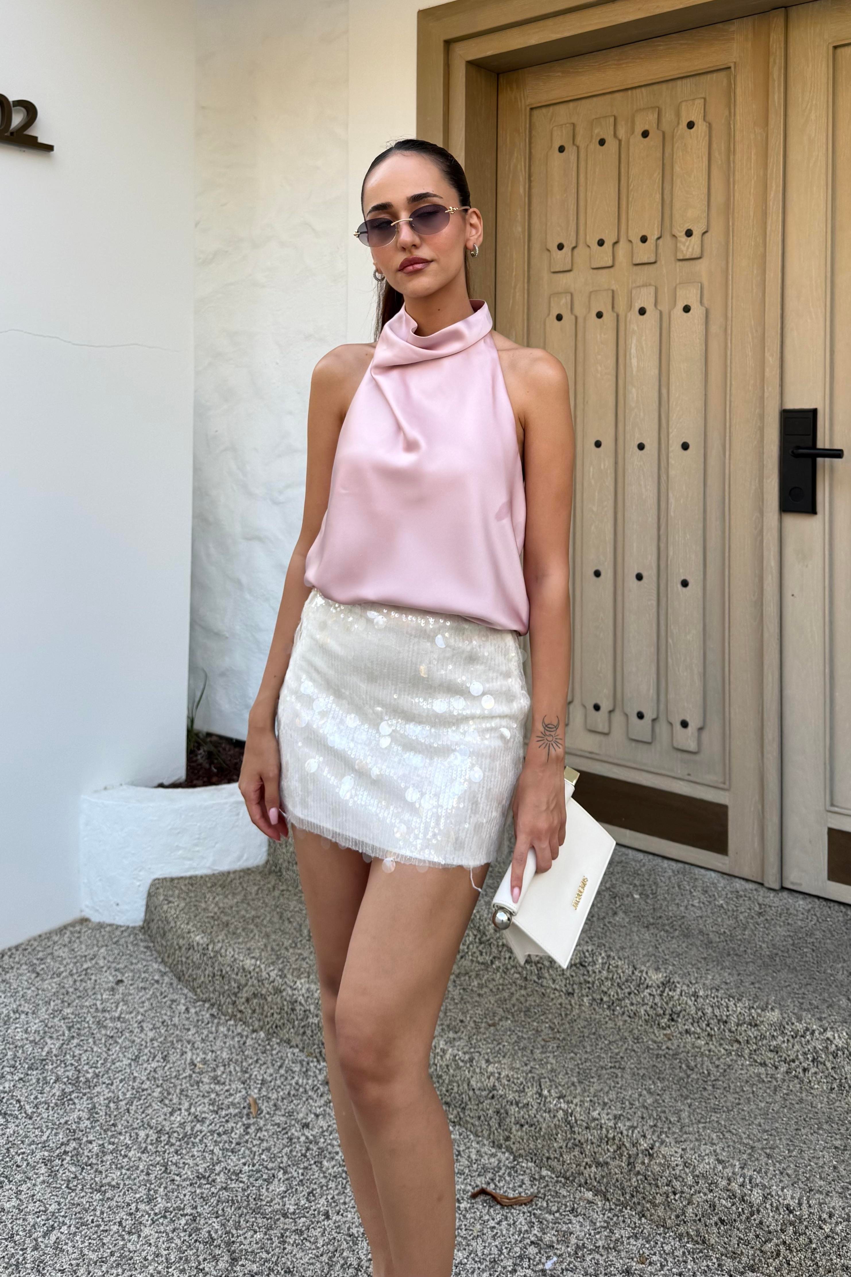Beyaz Payetli Mini Etek - Kadın Skirts Modelleri - Nazliye Moda | Kadın Giyim Modası
