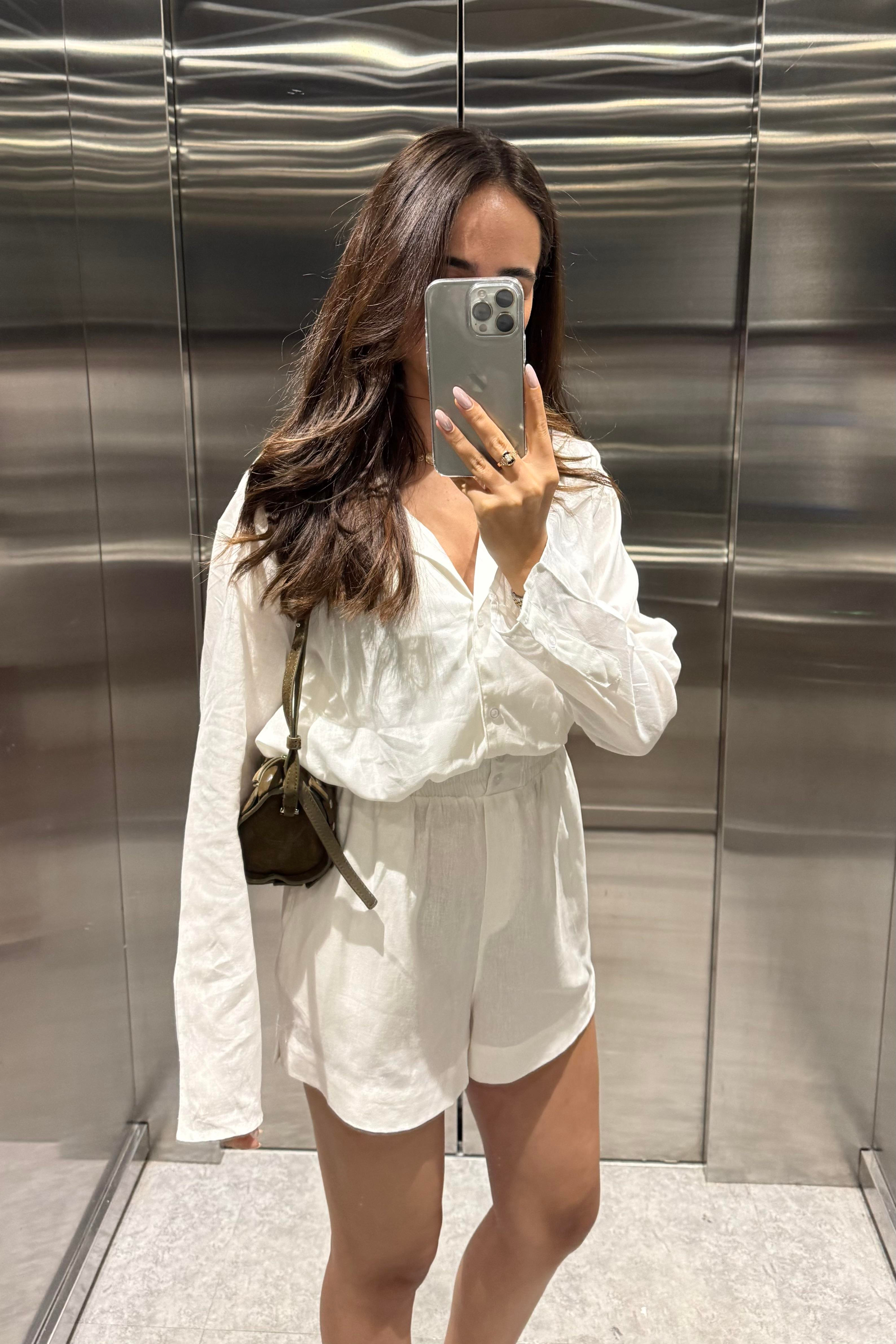 Beyaz Şort Gömlek Ham Keten Takım - Kadın Takım Modelleri - Nazliye Moda | Kadın Giyim Modası