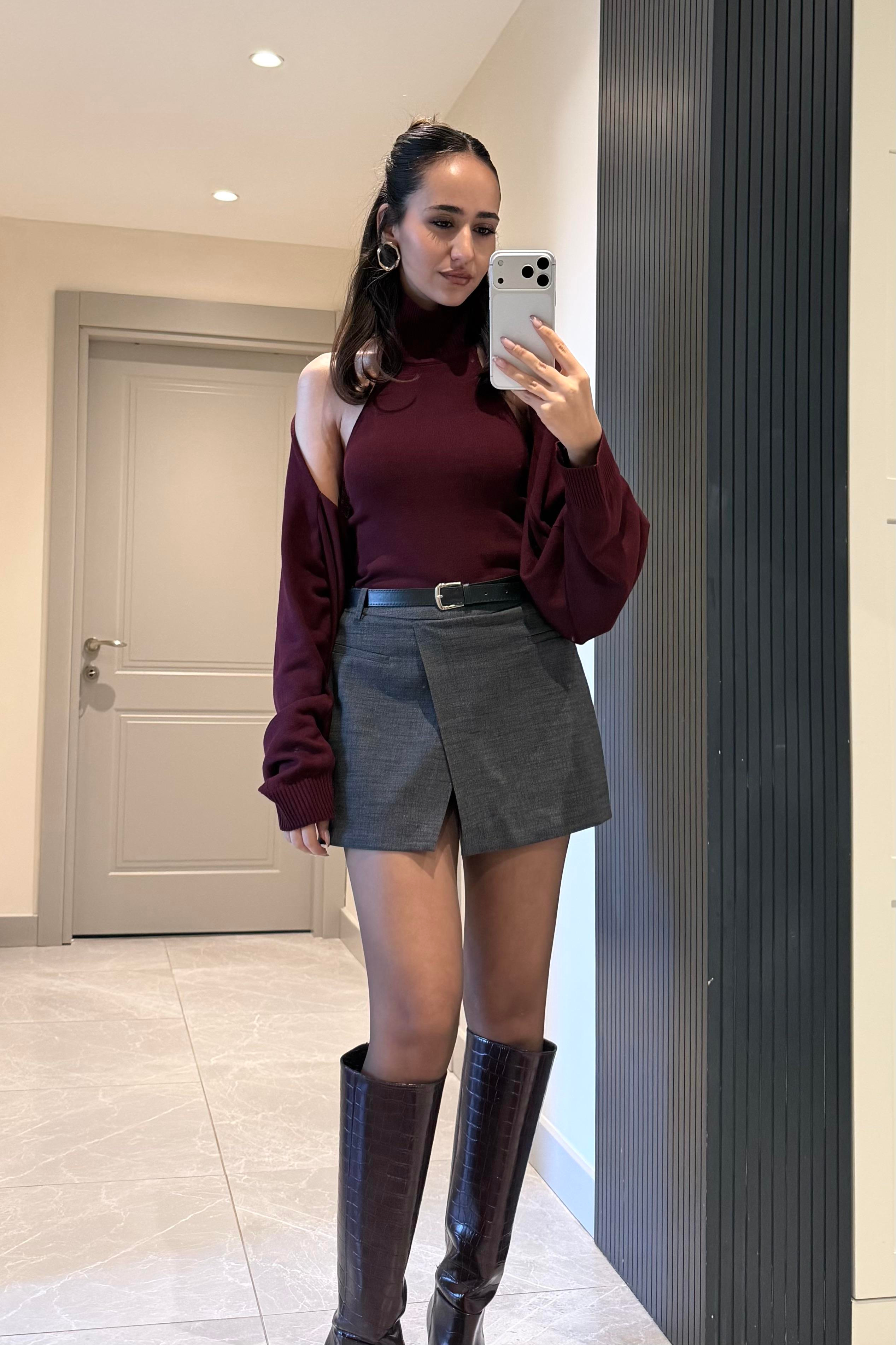 Bordo Bolero Triko Takım - Kadın Takım Modelleri - Nazliye Moda | Kadın Giyim Modası