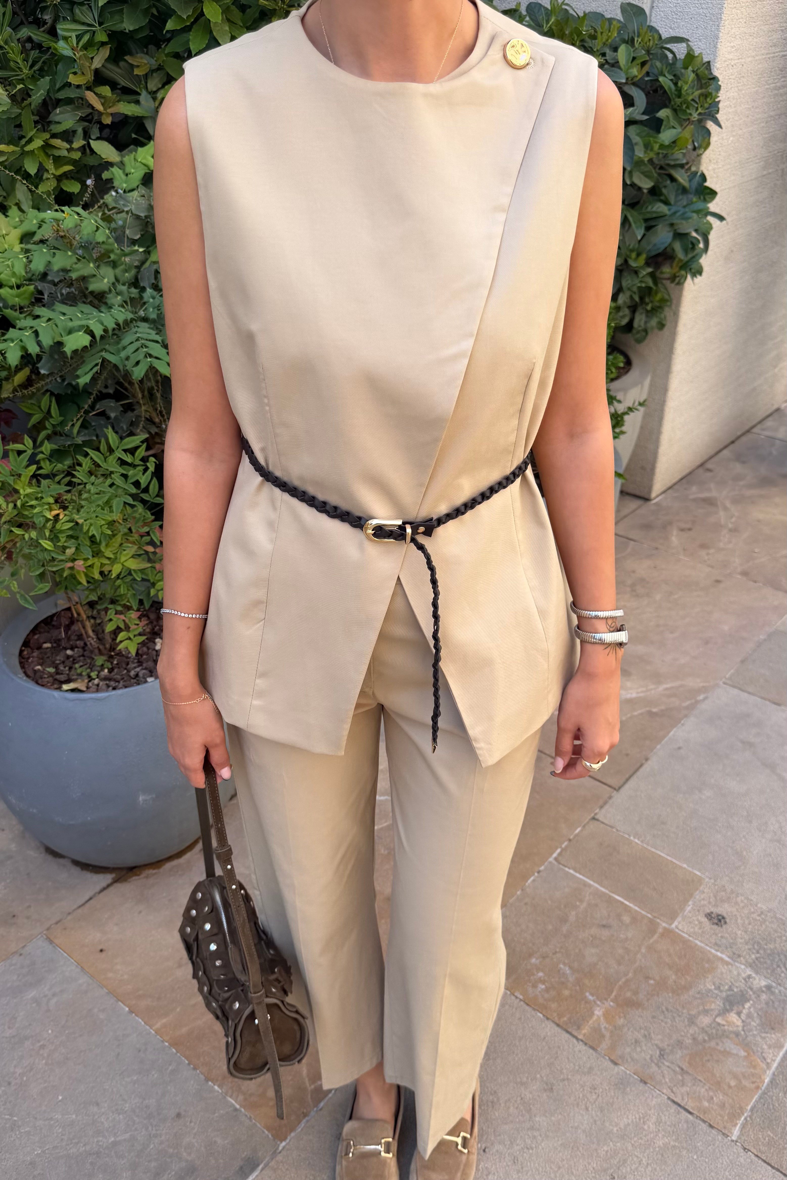 Camel Kemerli İkili Takım - Kadın Takım Modelleri - Nazliye Moda | Kadın Giyim Modası