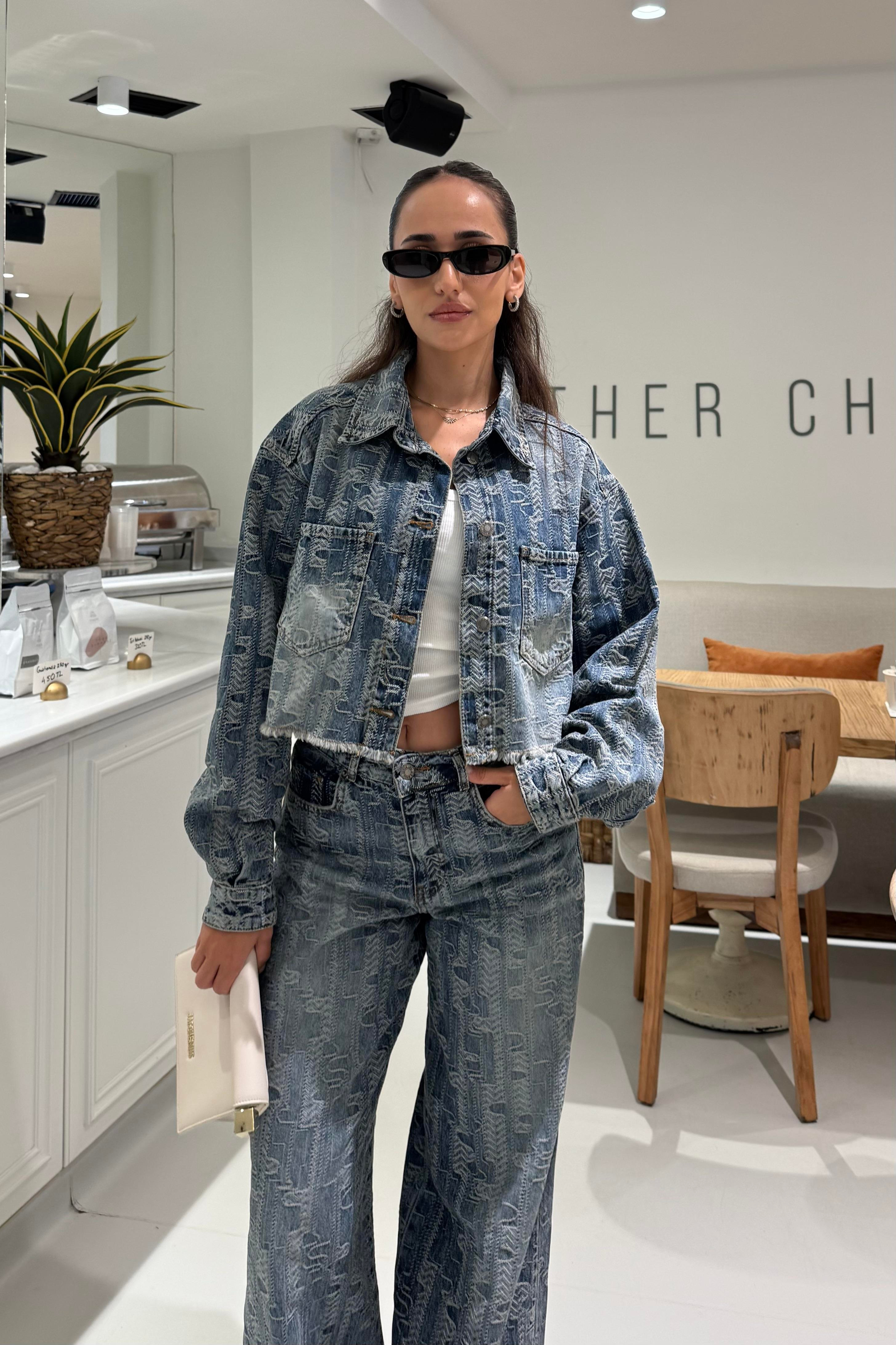 Desenli Denim Kumaş Premium Ceket - Kadın Jackets Modelleri - Nazliye Moda | Kadın Giyim Modası
