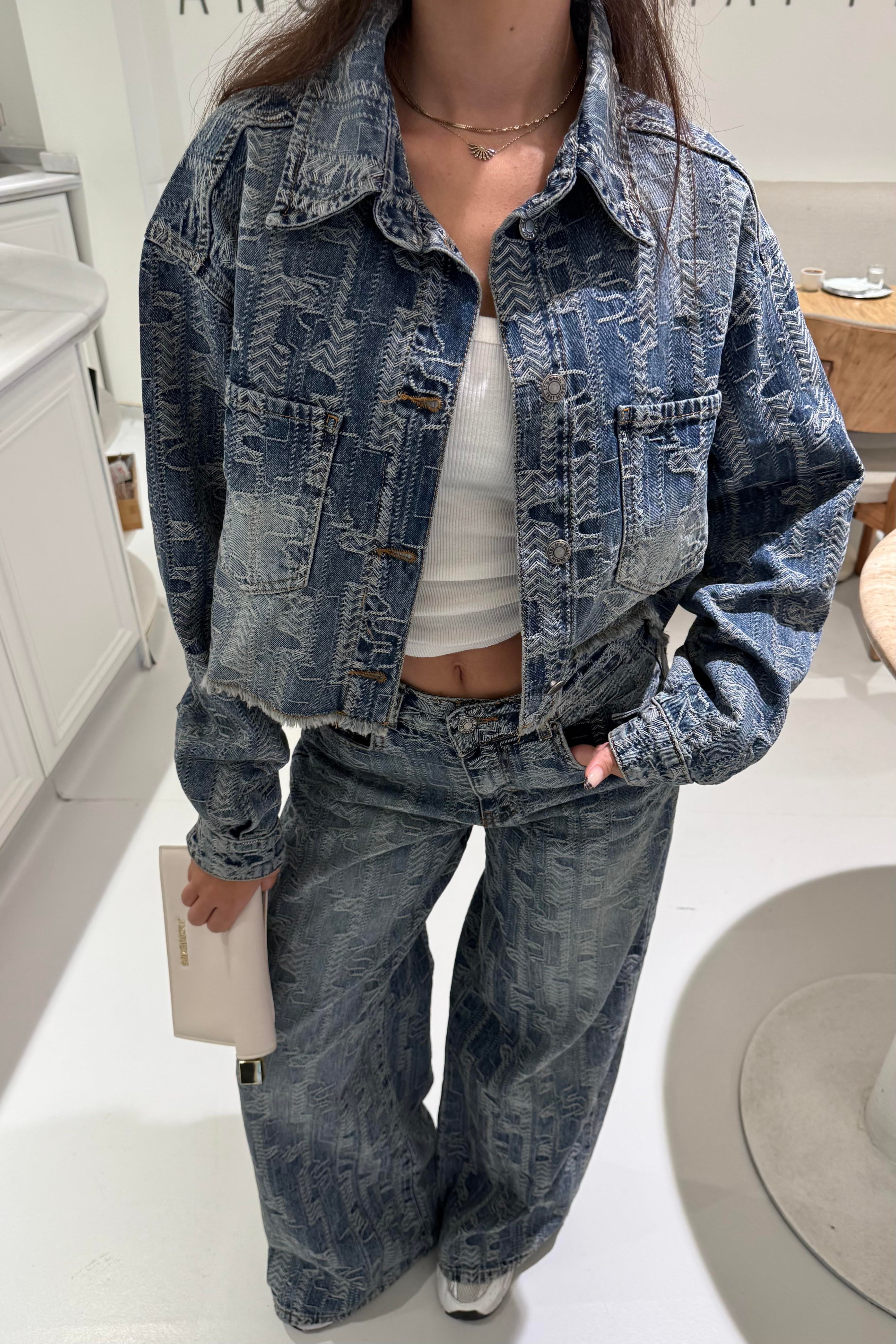 Desenli Denim Kumaş Premium Ceket - Kadın Jackets Modelleri - Nazliye Moda | Kadın Giyim Modası