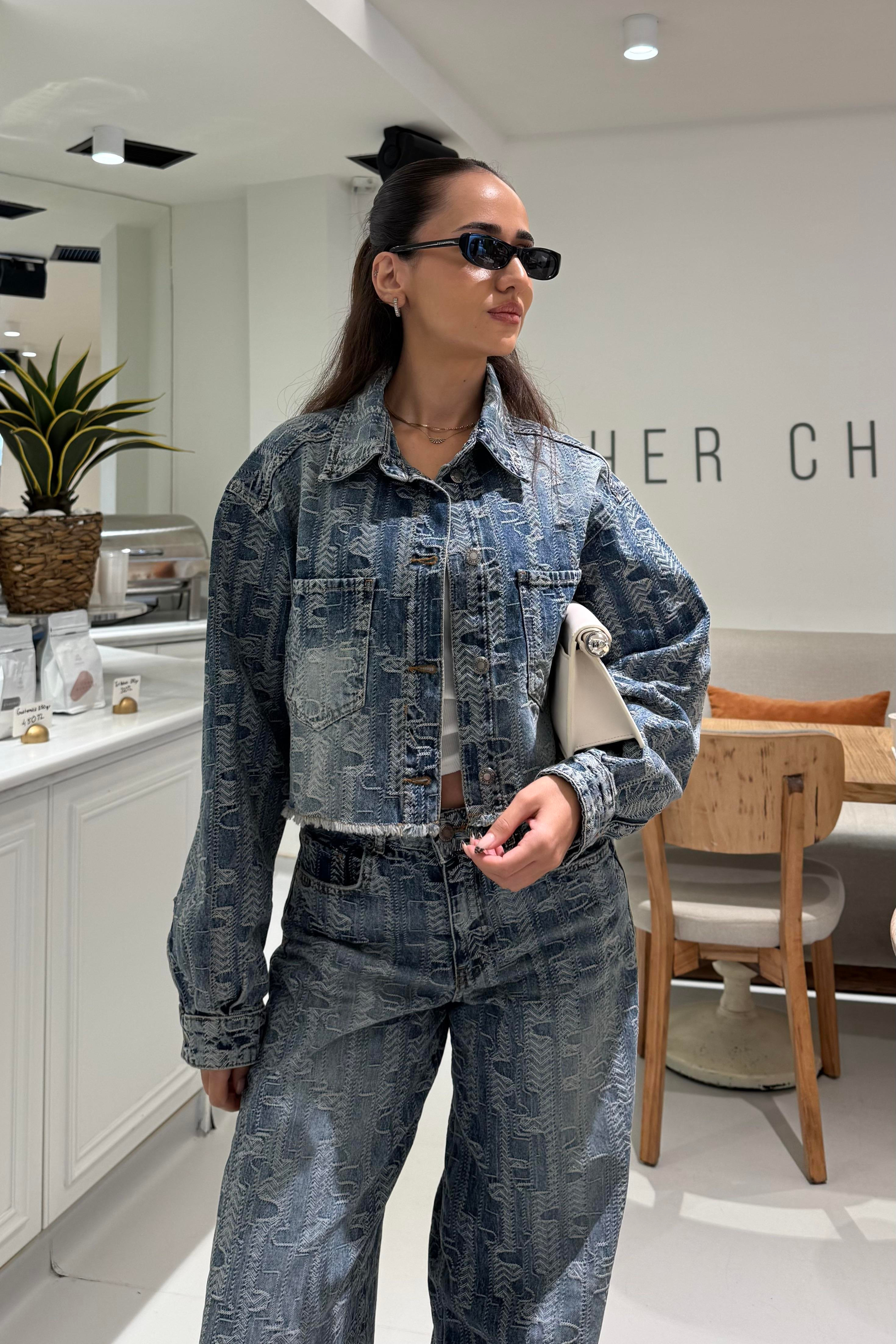 Desenli Denim Kumaş Premium Ceket - Kadın Jackets Modelleri - Nazliye Moda | Kadın Giyim Modası