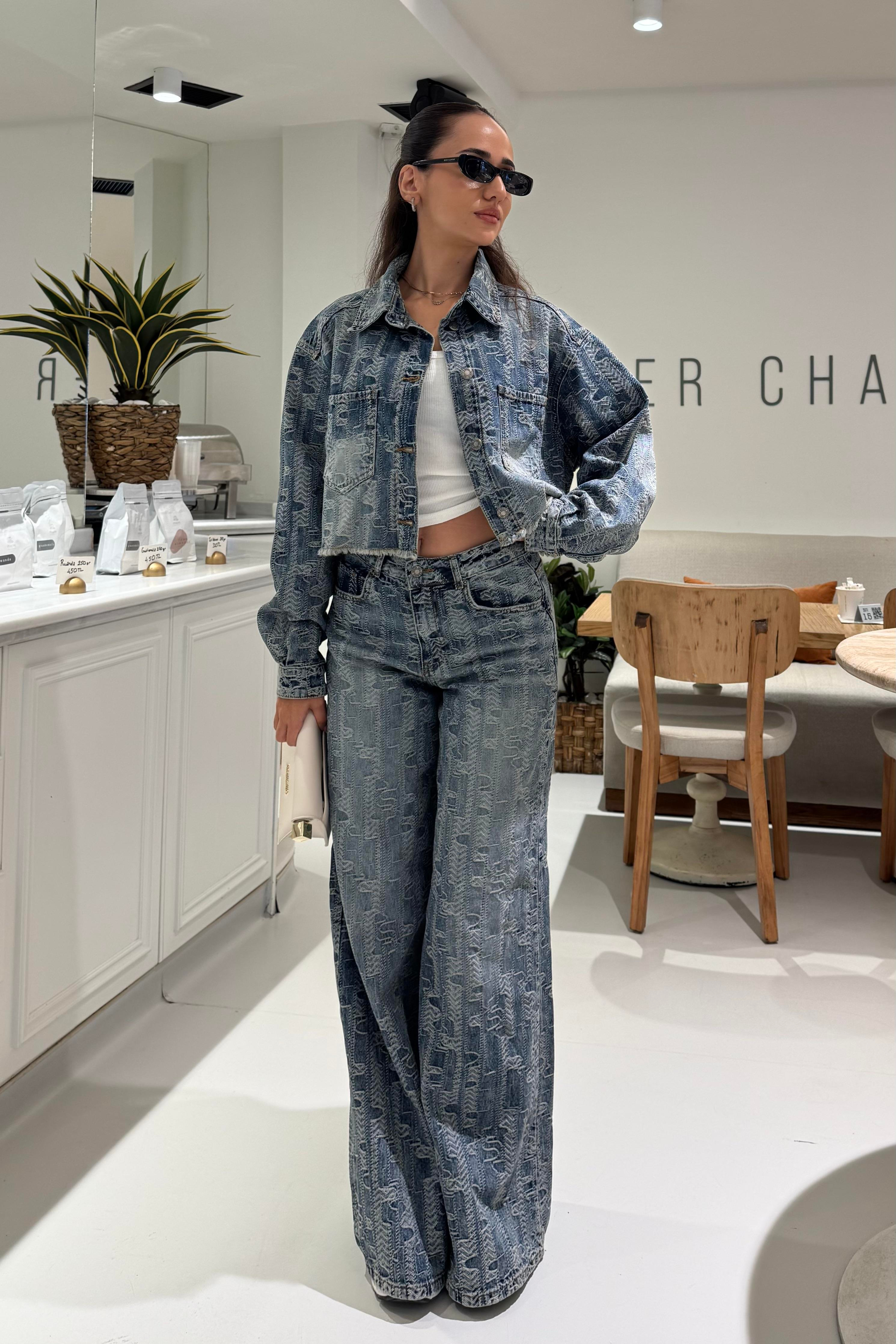 Desenli Denim Kumaş Premium Jean - Kadın Jean Modelleri - Nazliye Moda | Kadın Giyim Modası