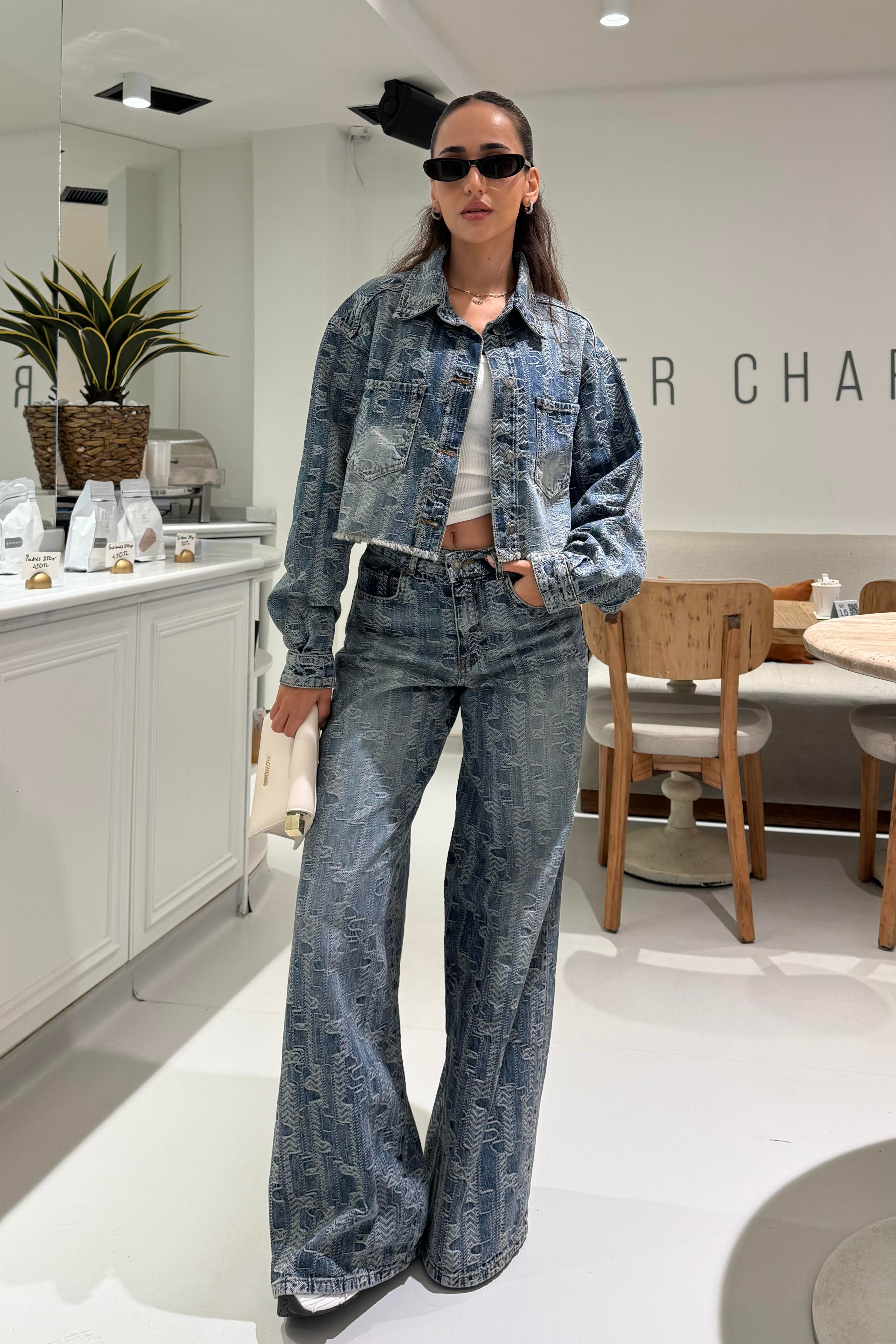 Desenli Denim Kumaş Premium Jean - Kadın Jean Modelleri - Nazliye Moda | Kadın Giyim Modası