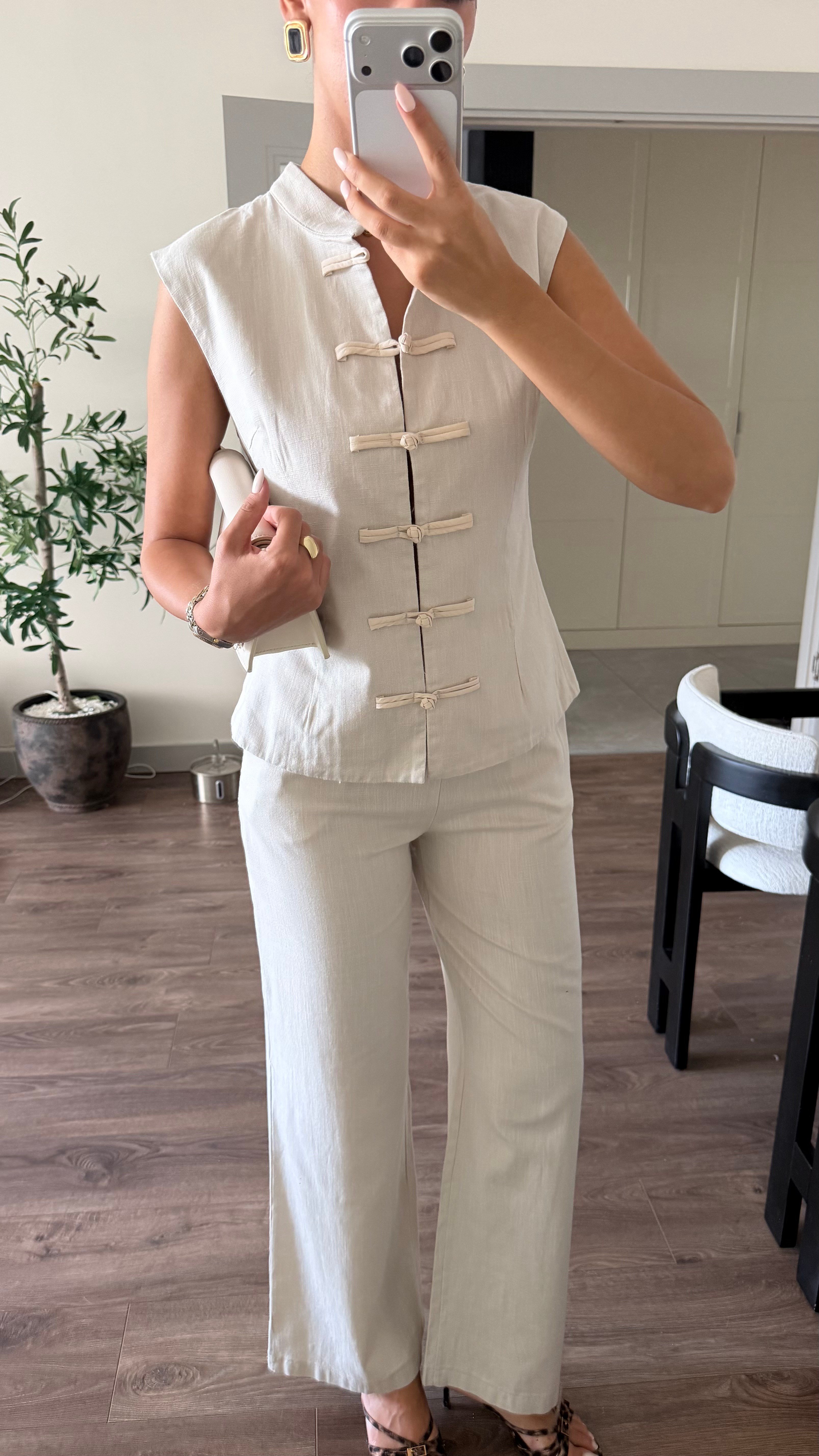 Ekru Napolyon Yelek Takım - Kadın Takım Modelleri - Nazliye Moda | Kadın Giyim Modası