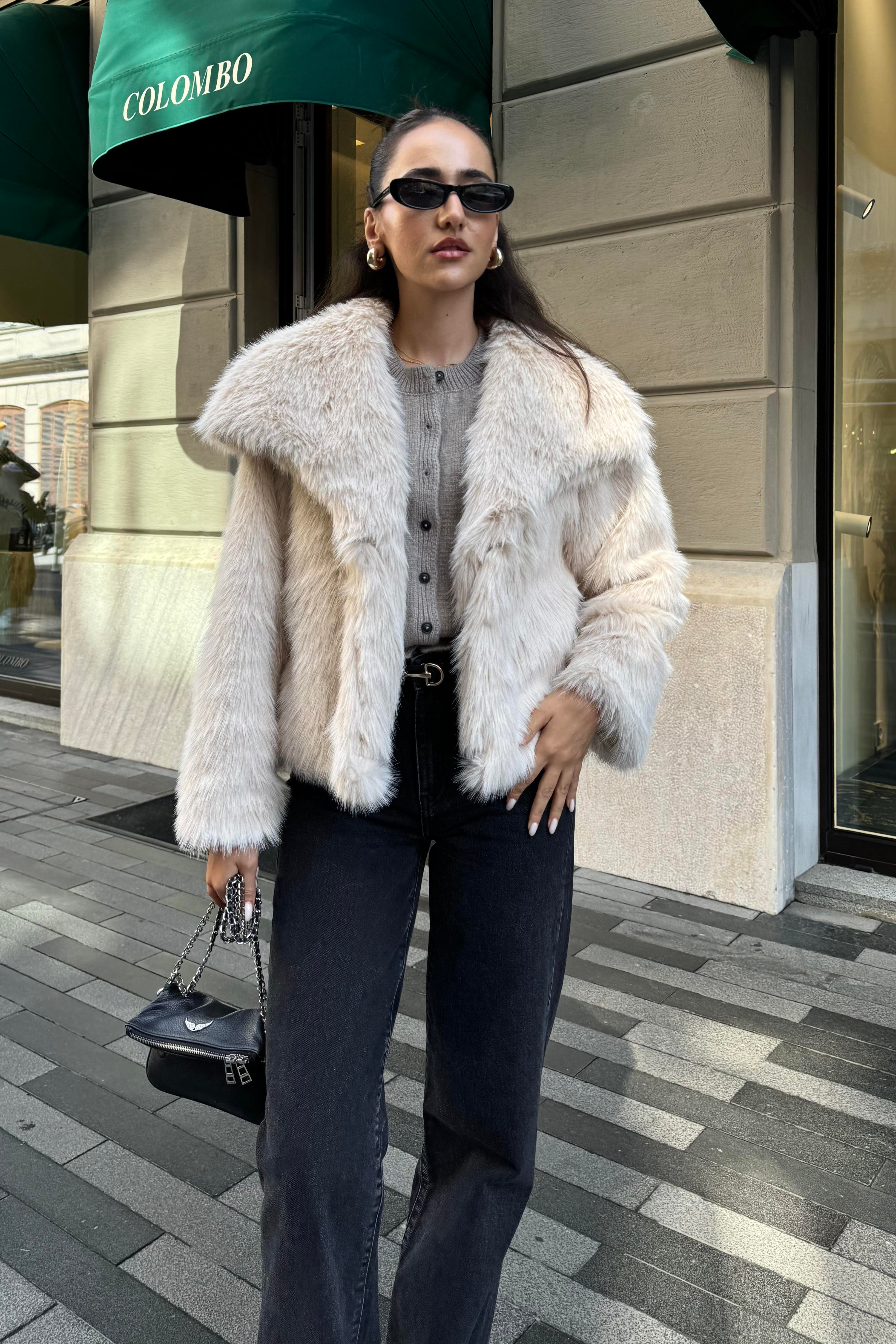 Ekru Premium Kürk - Kadın Mont Modelleri - Nazliye Moda | Kadın Giyim Modası
