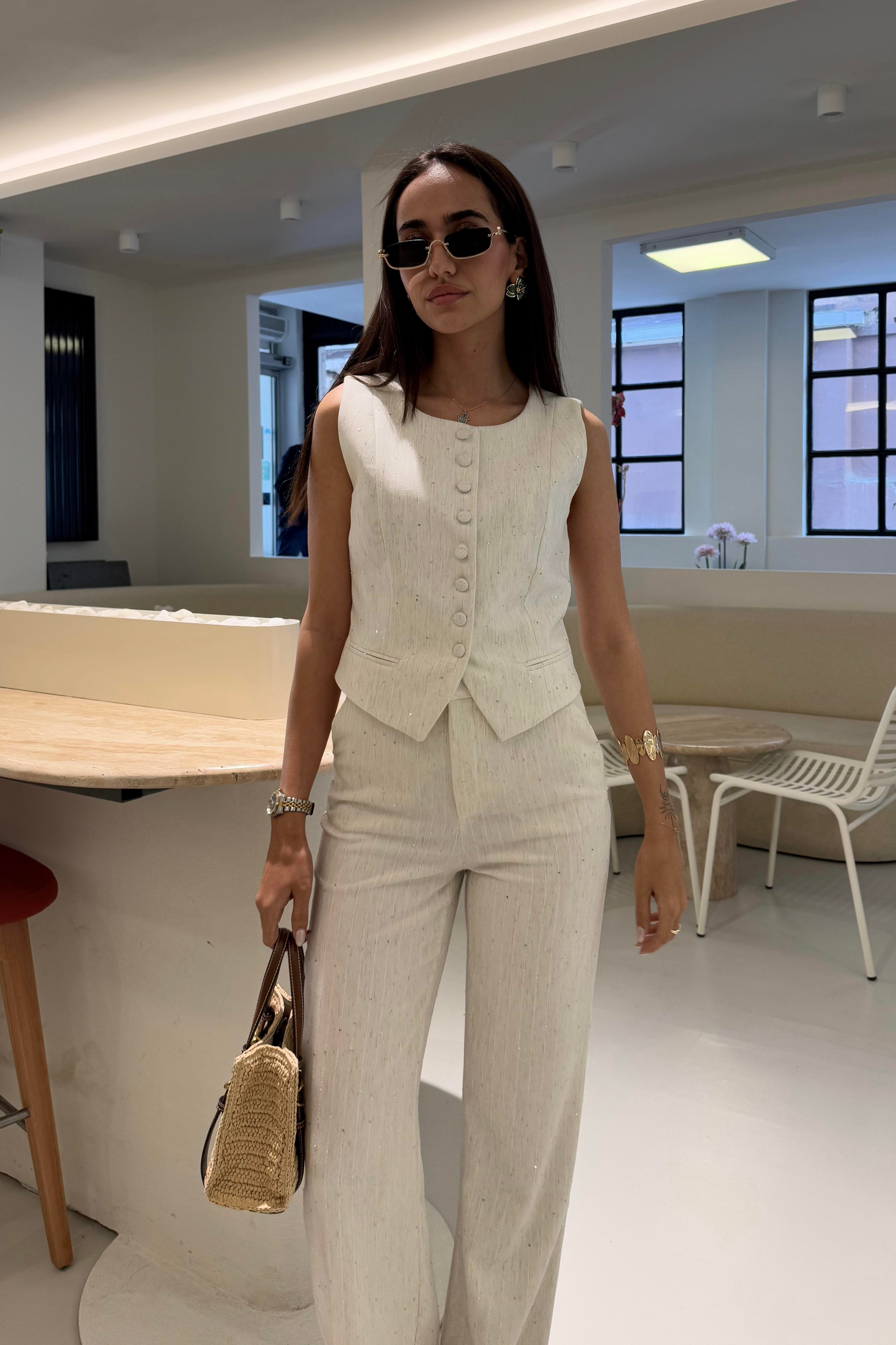 Ekru Pul İşleme Premium Takım - Kadın Takım Modelleri - Nazliye Moda | Kadın Giyim Modası