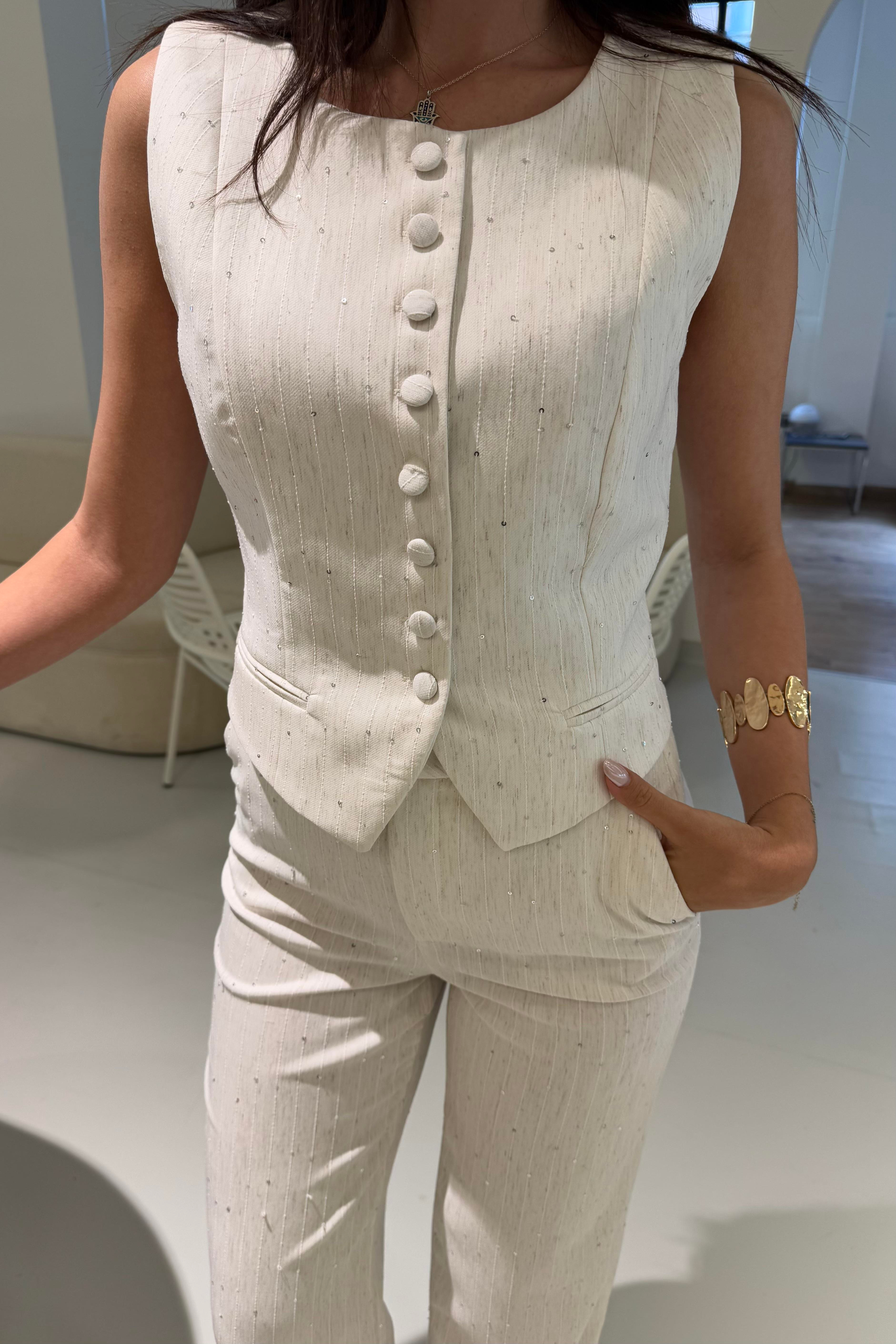 Ekru Pul İşleme Premium Takım - Kadın Takım Modelleri - Nazliye Moda | Kadın Giyim Modası
