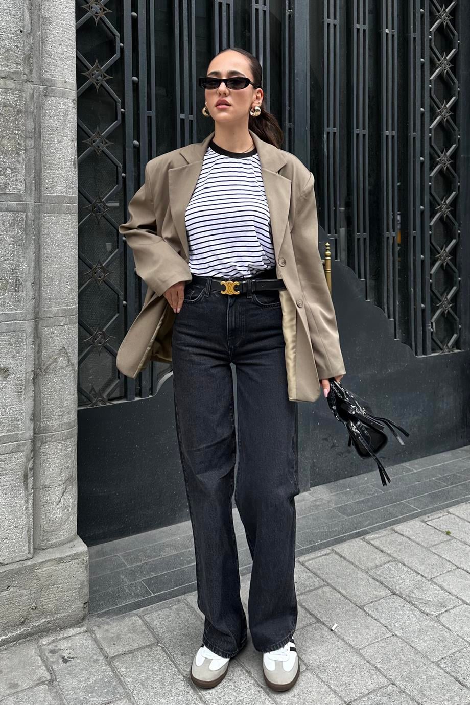 Füme Boru Paça Jean - Kadın Bottom Wear Modelleri - Nazliye Moda - Kadın Giyim Modası