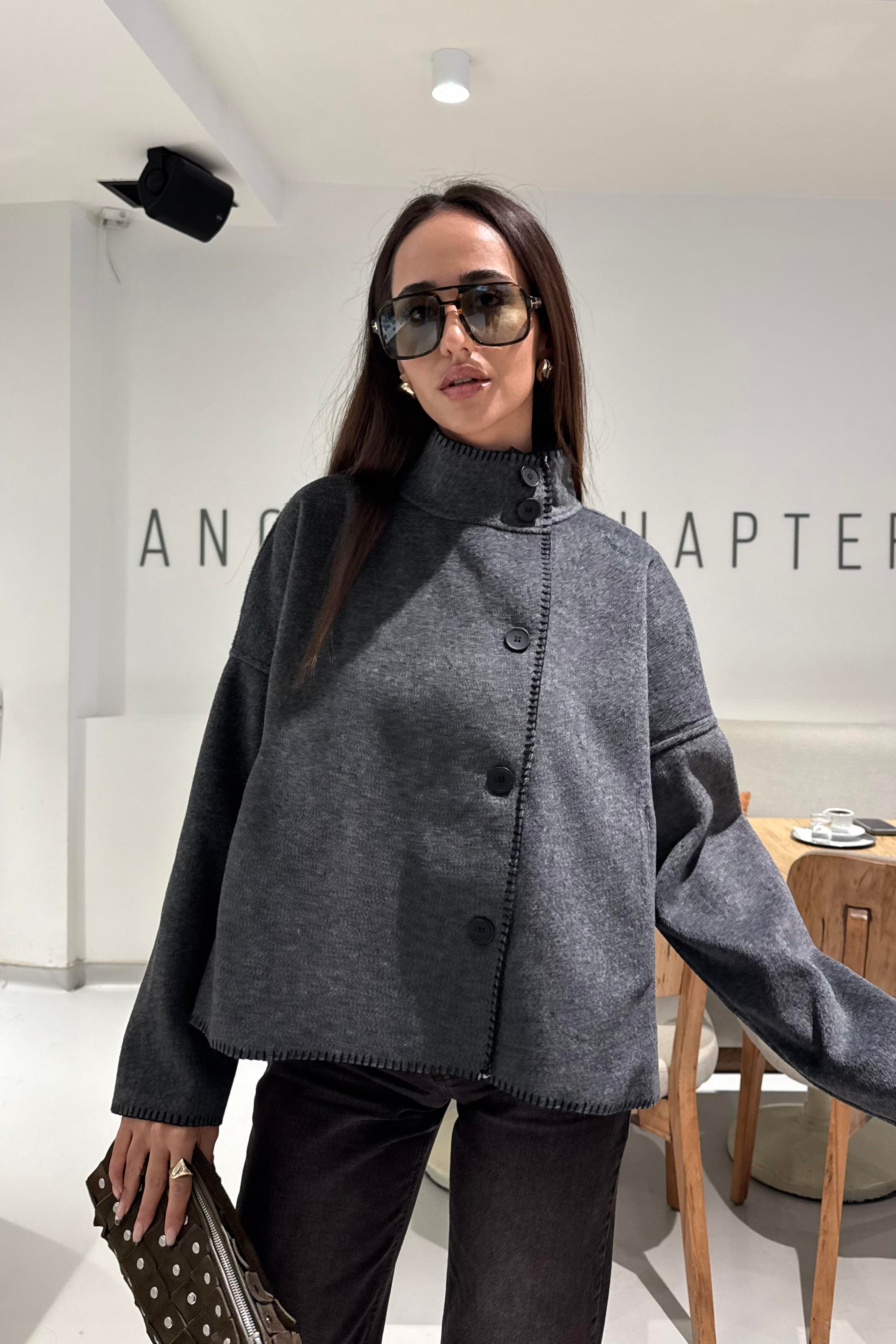 Füme Çoban Dikişli Ceket - Kadın Jackets Modelleri - Nazliye Moda | Kadın Giyim Modası