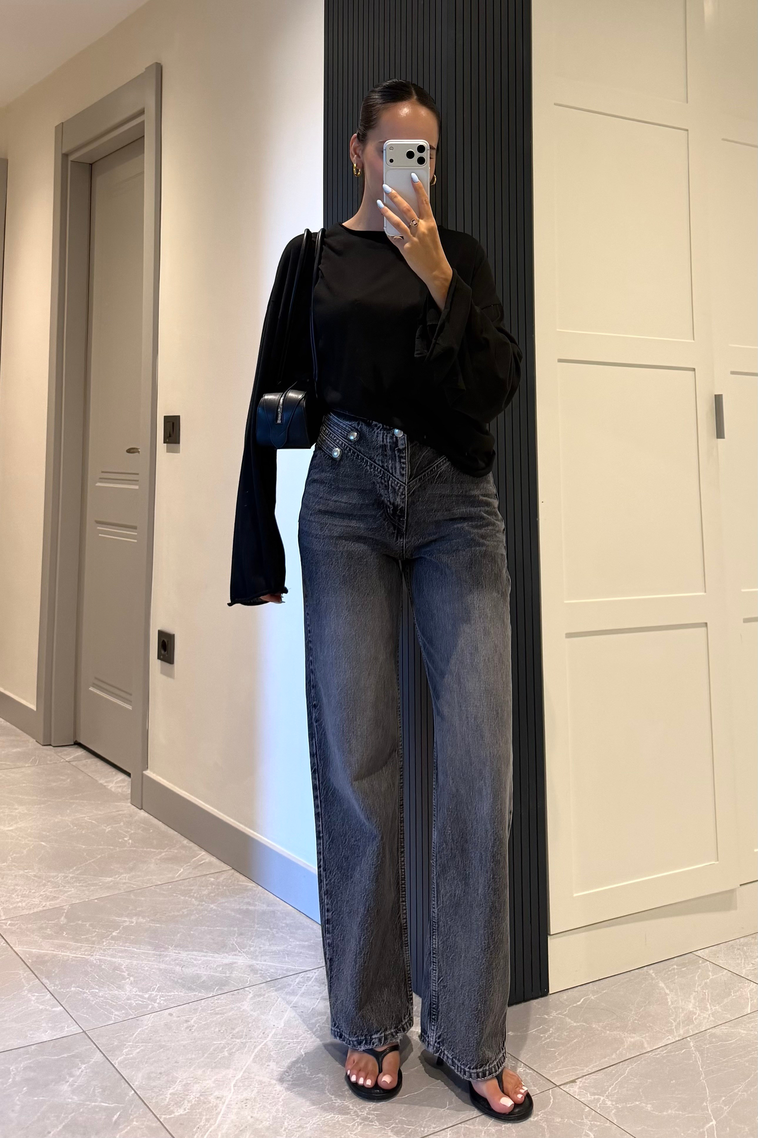 Füme Napolyon Tasarım Jean - Kadın Jean Modelleri - Nazliye Moda | Kadın Giyim Modası