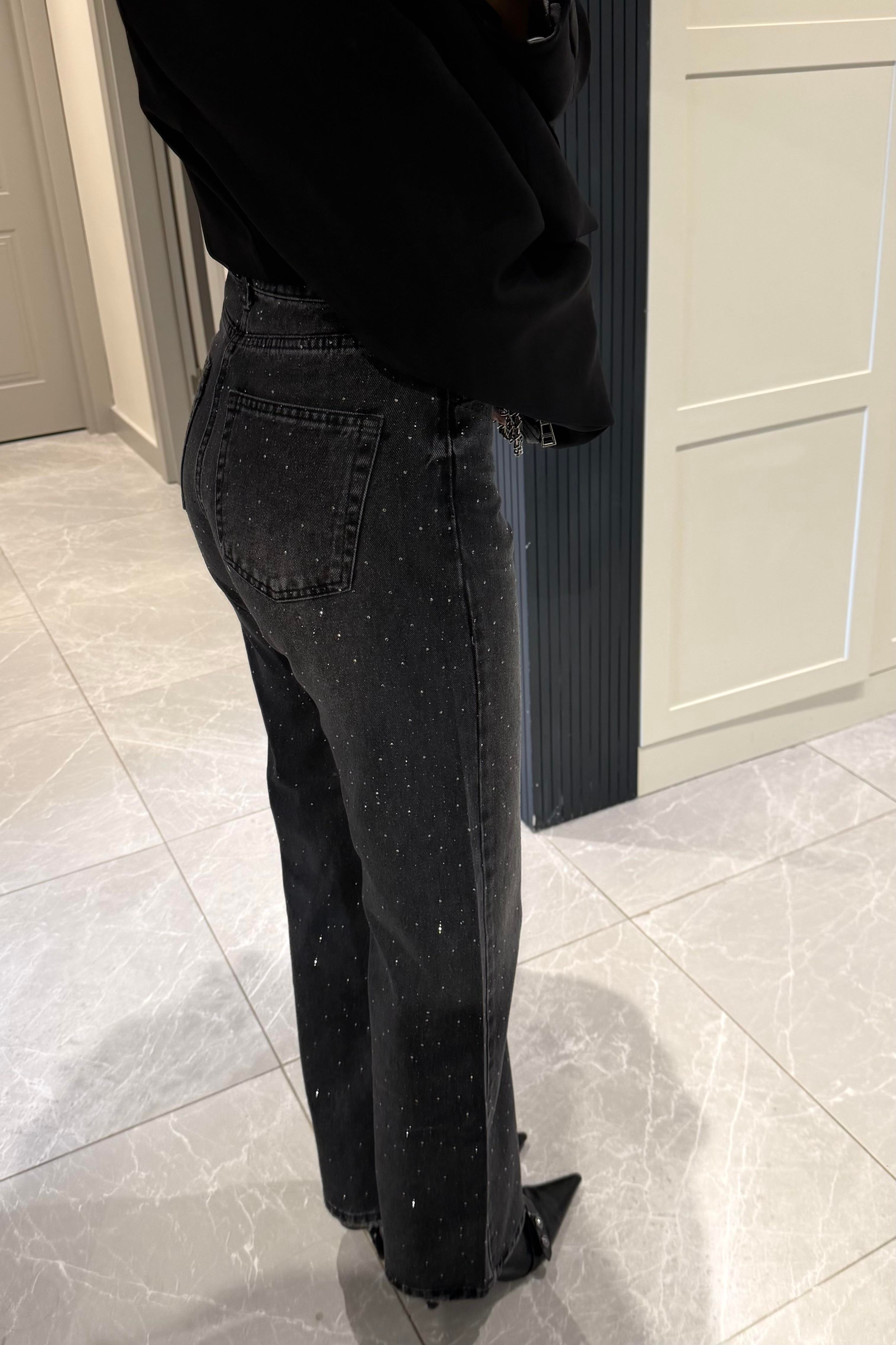 Füme Vintage Ön Arka Taşlı Premium Jean - Kadın Jeans Modelleri - Nazliye Moda | Kadın Giyim Modası