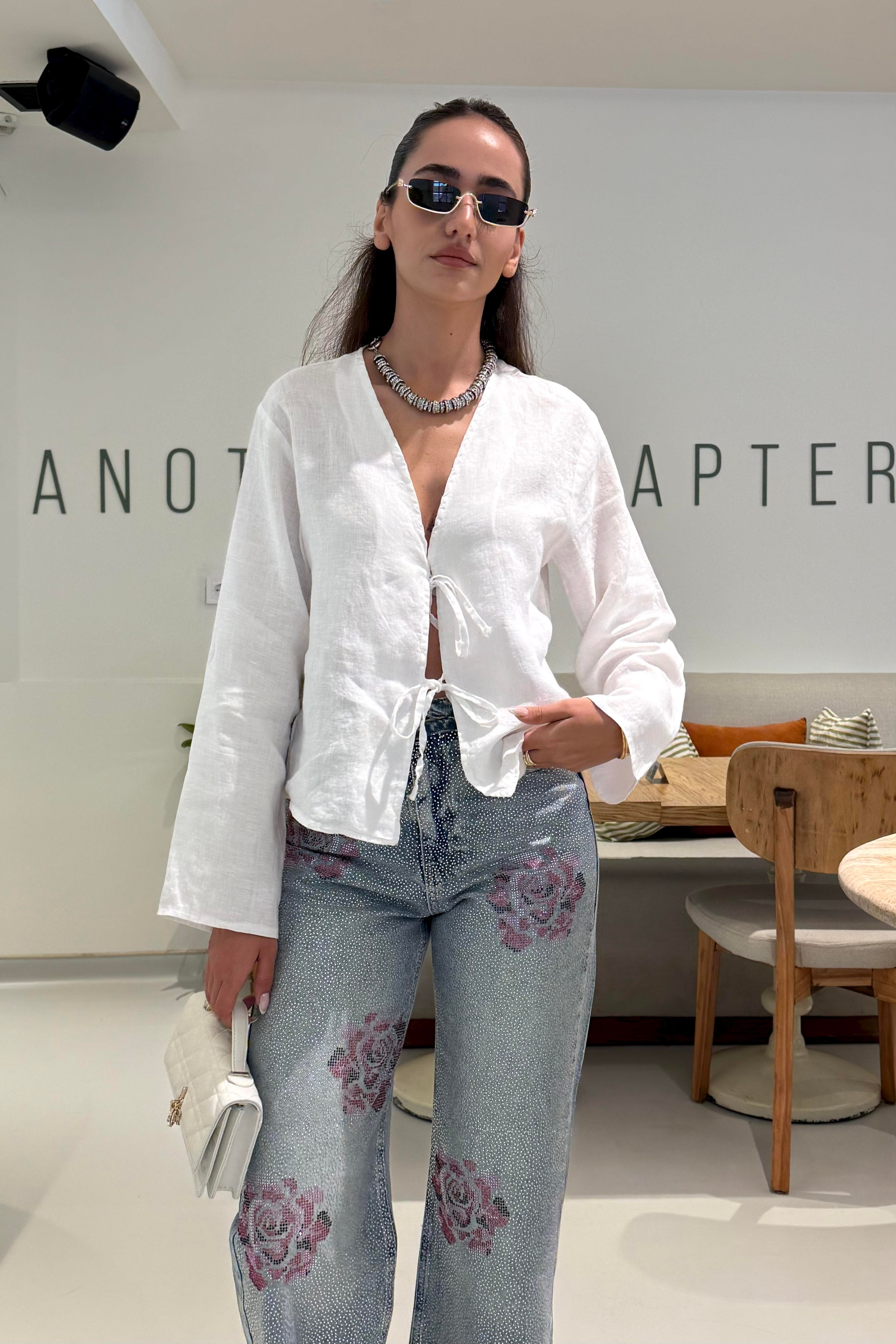 Gül Detay Taşlı Premium Jean - Kadın Jean Modelleri - Nazliye Moda | Kadın Giyim Modası