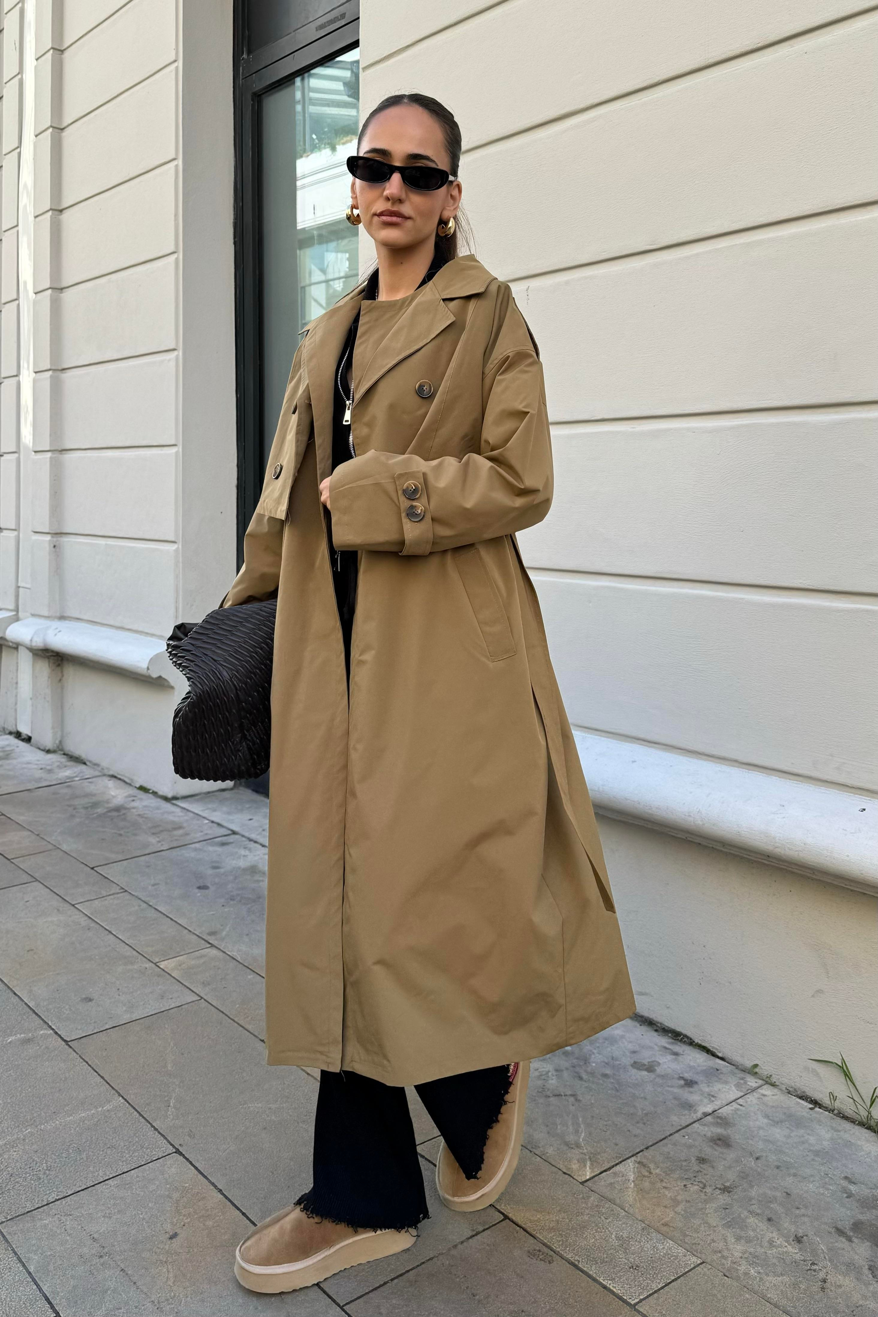 Haki Nazliye Tasarım Trençkot - Kadın Trençkot Modelleri - Nazliye Moda | Kadın Giyim Modası