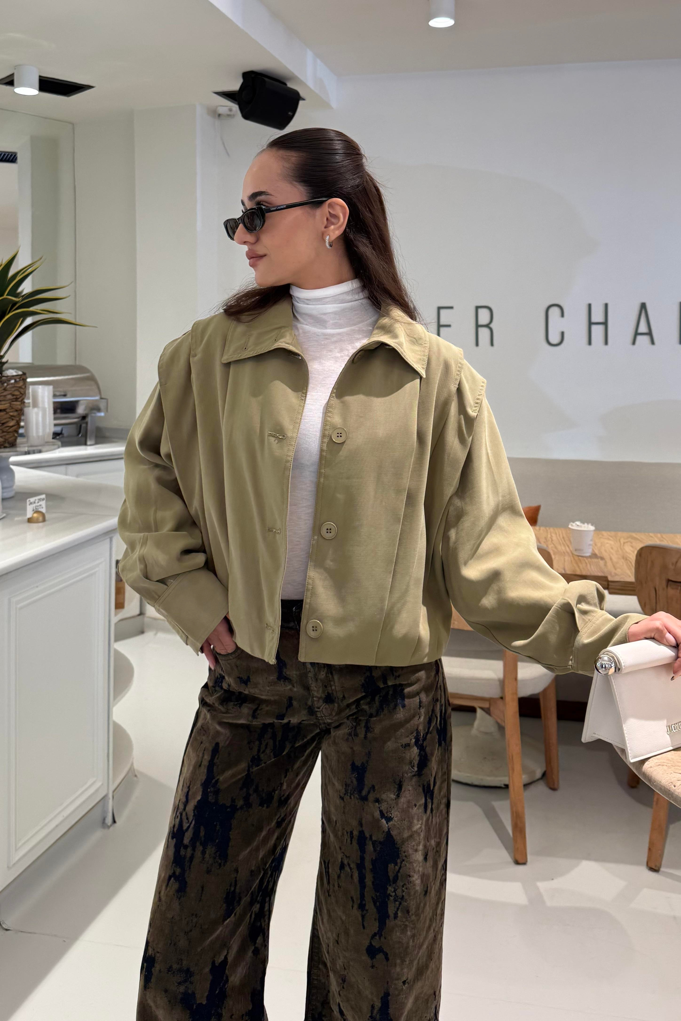 Haki Premium Oversize Ceket - Kadın Jackets Modelleri - Nazliye Moda | Kadın Giyim Modası
