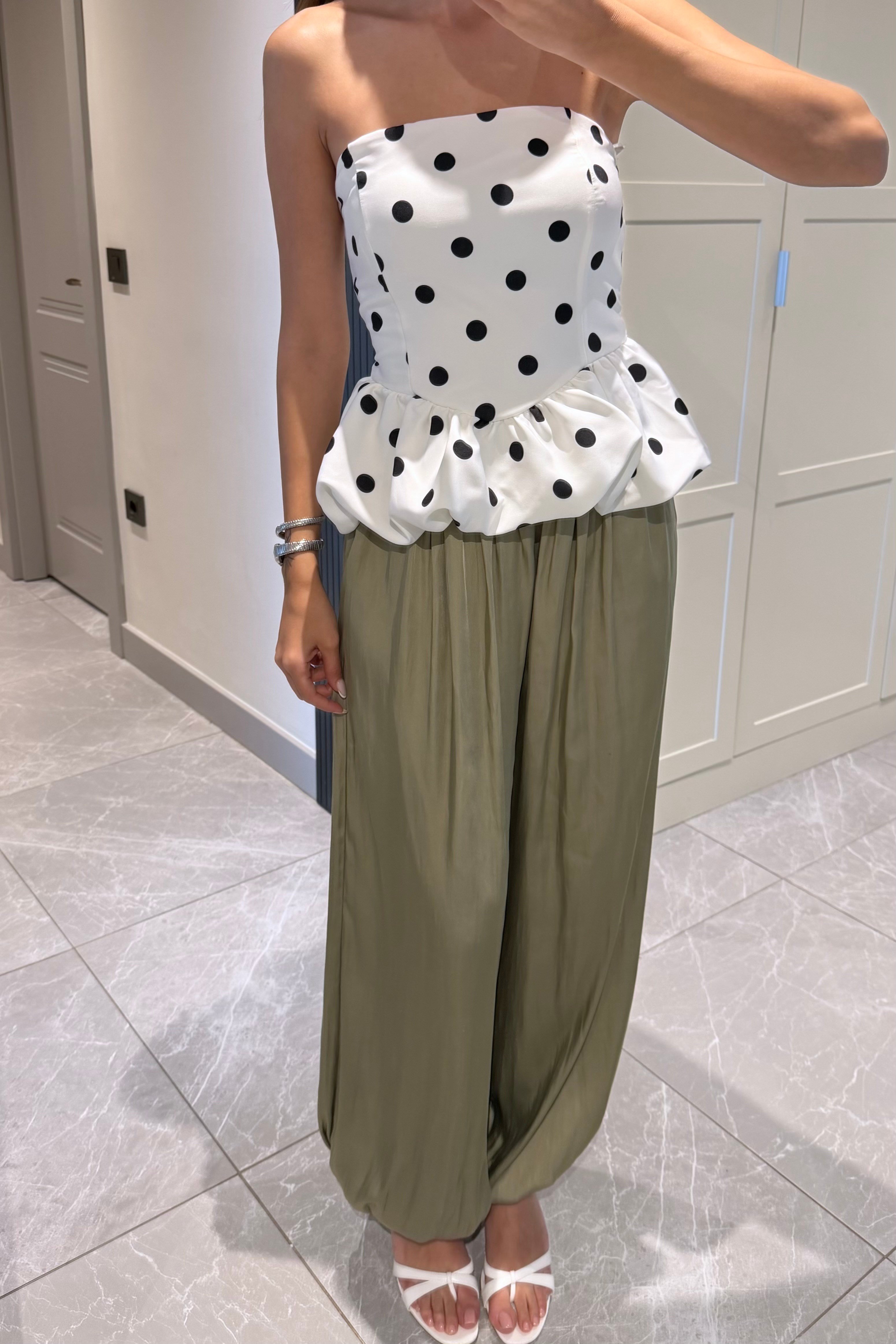 Haki Saten Jogger Pantolon - Kadın Pantolon Modelleri - Nazliye Moda | Kadın Giyim Modası