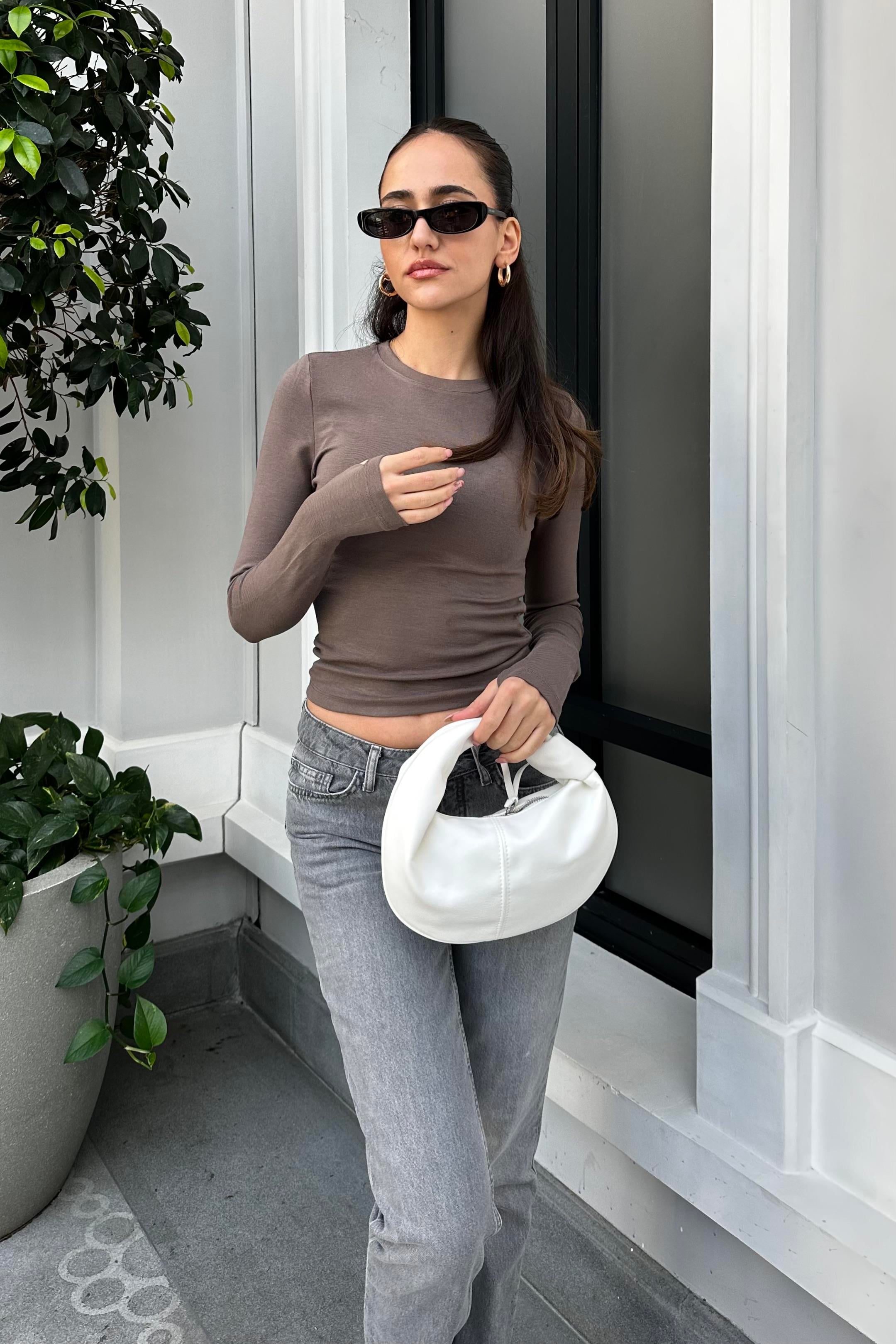 Brown Basic Blouse - Kadın Blouses Modelleri - Nazliye Moda - Kadın Giyim Modası