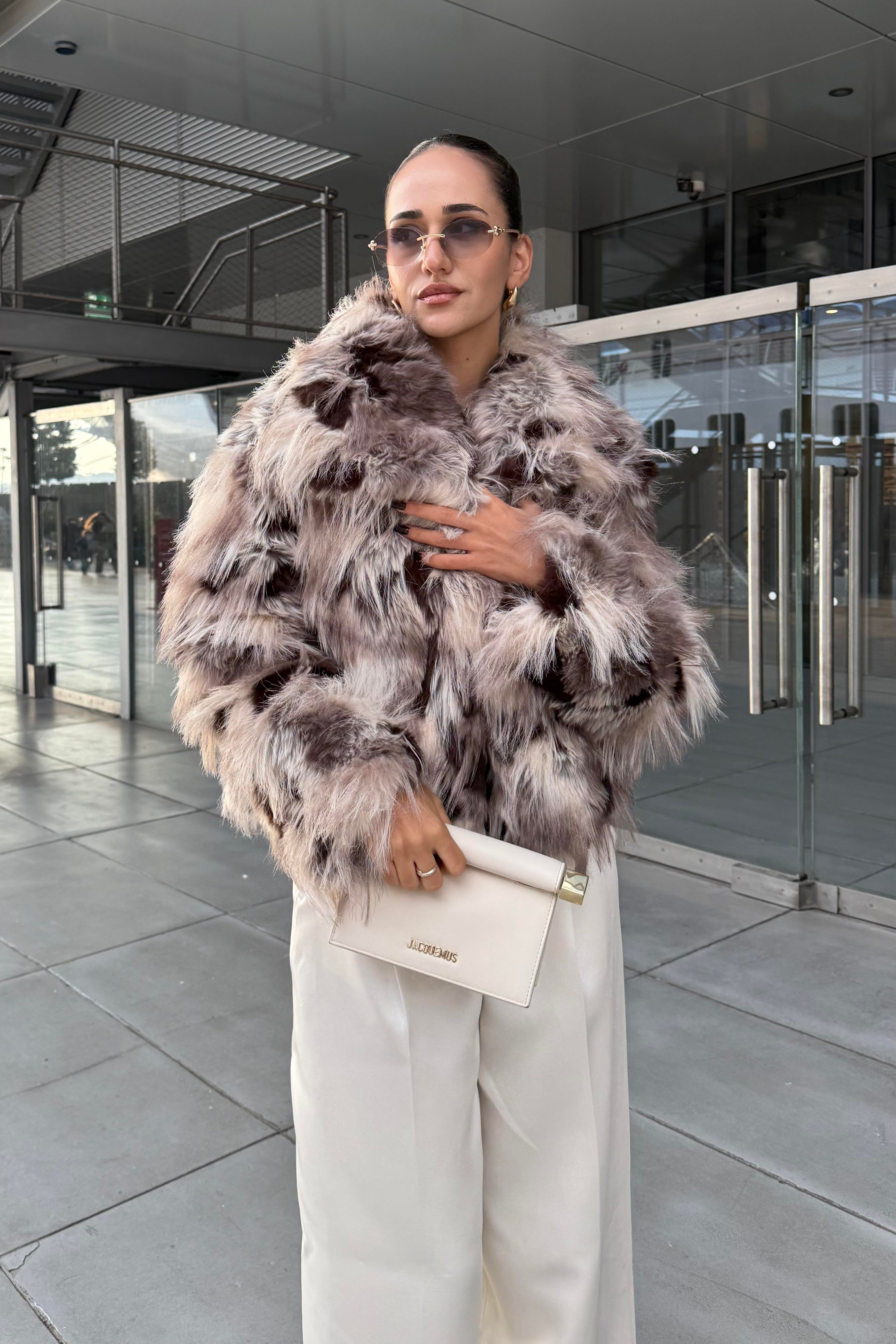 Kahve Desenli Premium Kürk - Kadın Mont Modelleri - Nazliye Moda | Kadın Giyim Modası