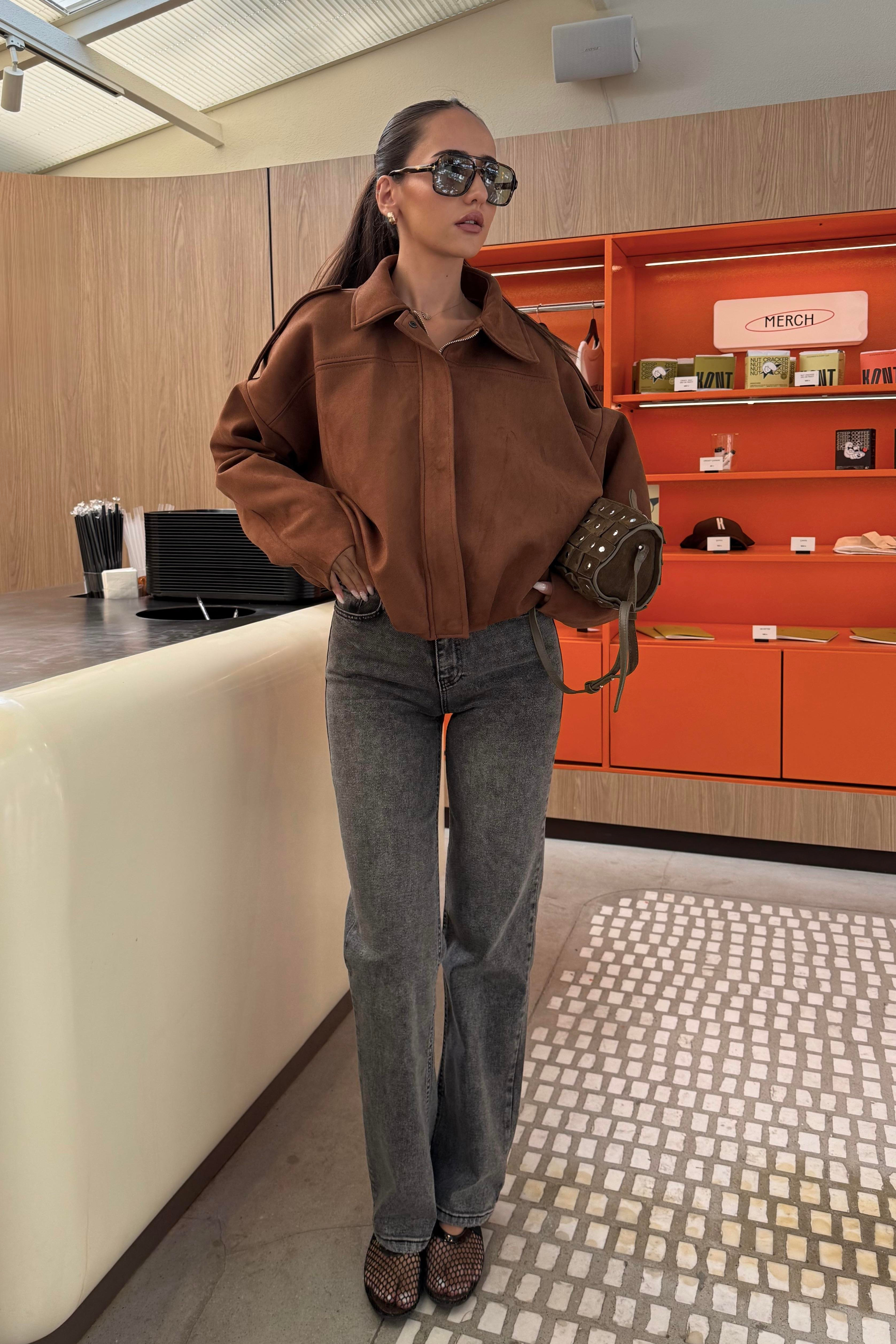 Kahverengi Premium Nubuk Ceket - Kadın Jackets Modelleri - Nazliye Moda | Kadın Giyim Modası