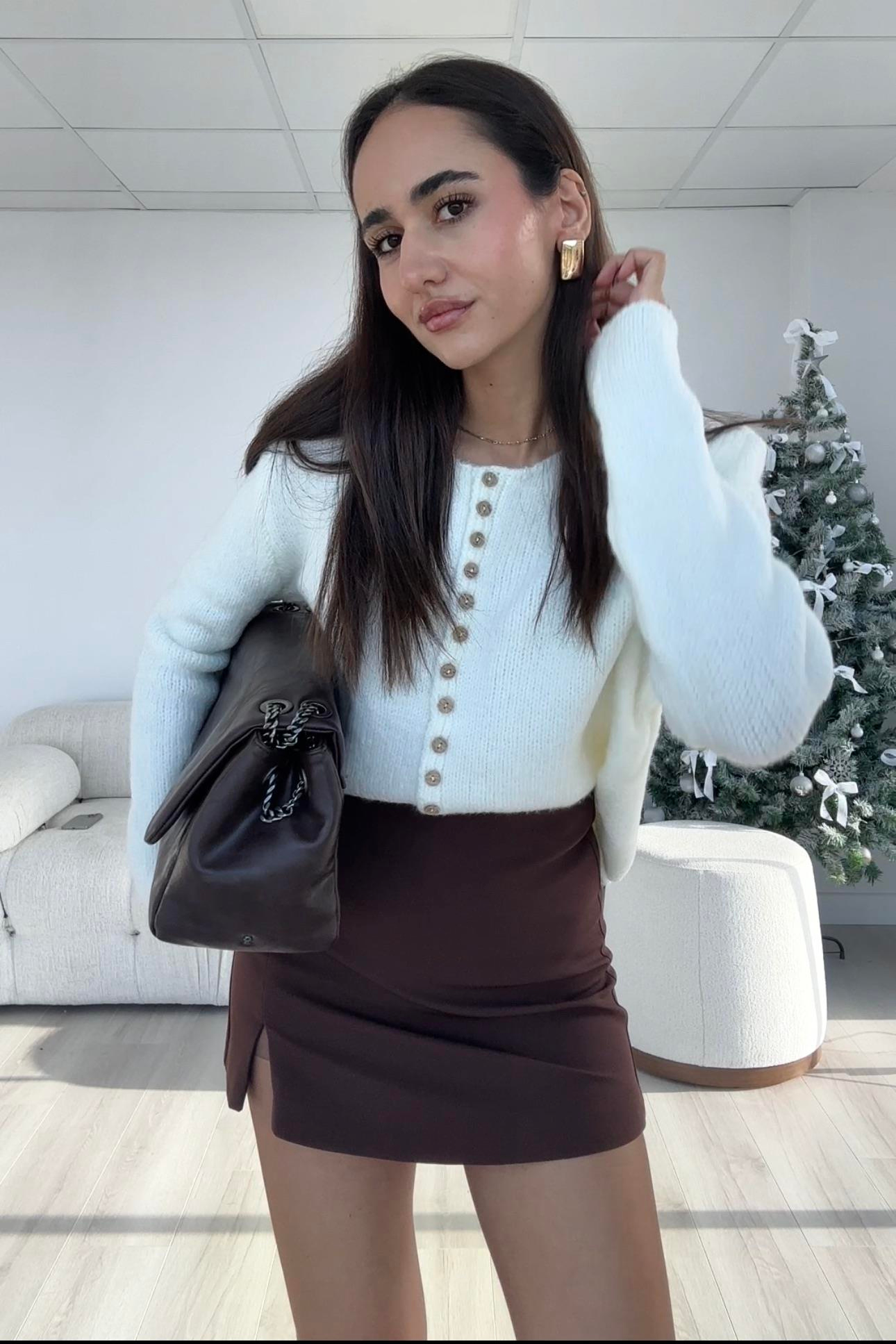 Kahverengi Tek Yırtmaç Şort Etek - Kadın Skirts Modelleri - Nazliye Moda | Kadın Giyim Modası