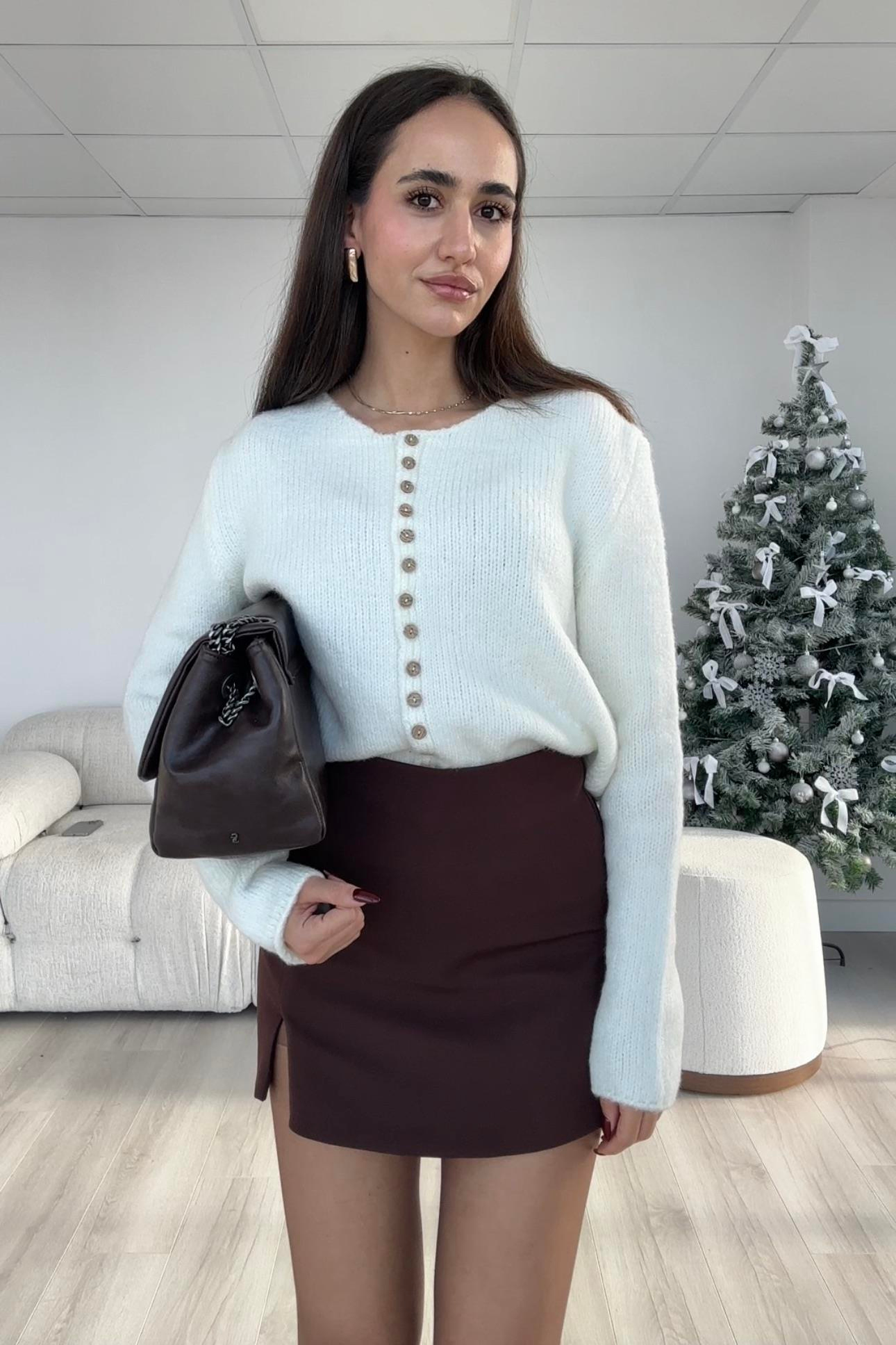 Kahverengi Tek Yırtmaç Şort Etek - Kadın Skirts Modelleri - Nazliye Moda | Kadın Giyim Modası