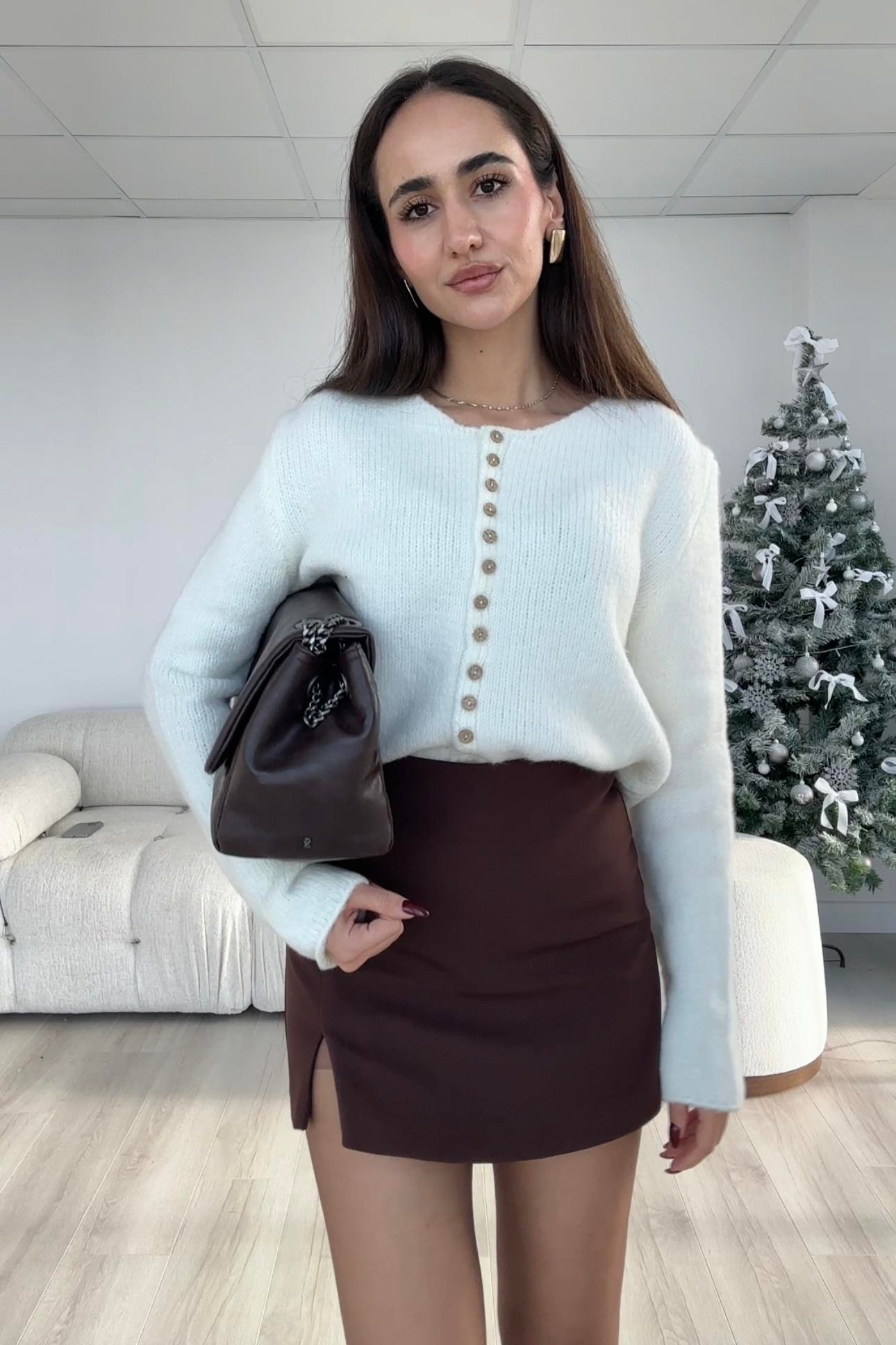Kahverengi Tek Yırtmaç Şort Etek - Kadın Skirts Modelleri - Nazliye Moda | Kadın Giyim Modası