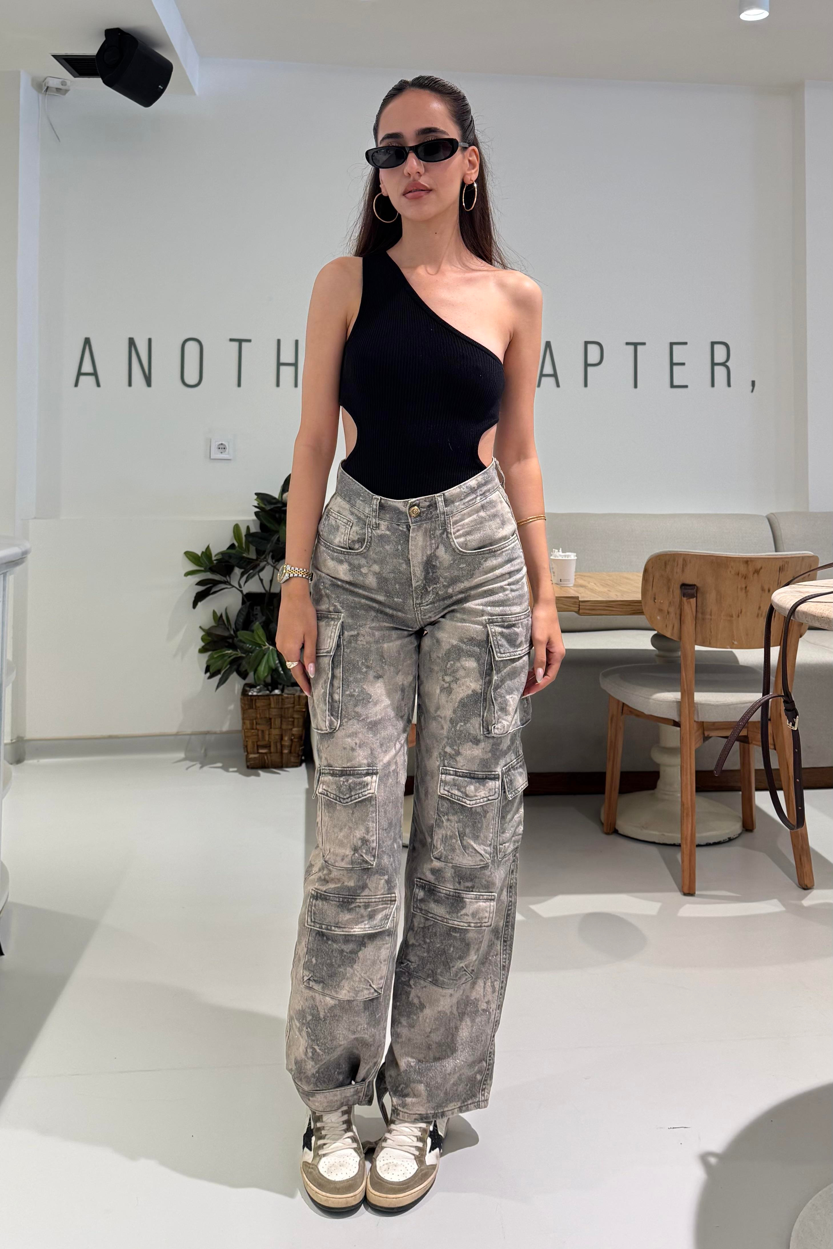 Kamuflaj Parıltılı Kargo Pantolon (Ön Sipariş) - Kadın Pantolon Modelleri - Nazliye Moda | Kadın Giyim Modası