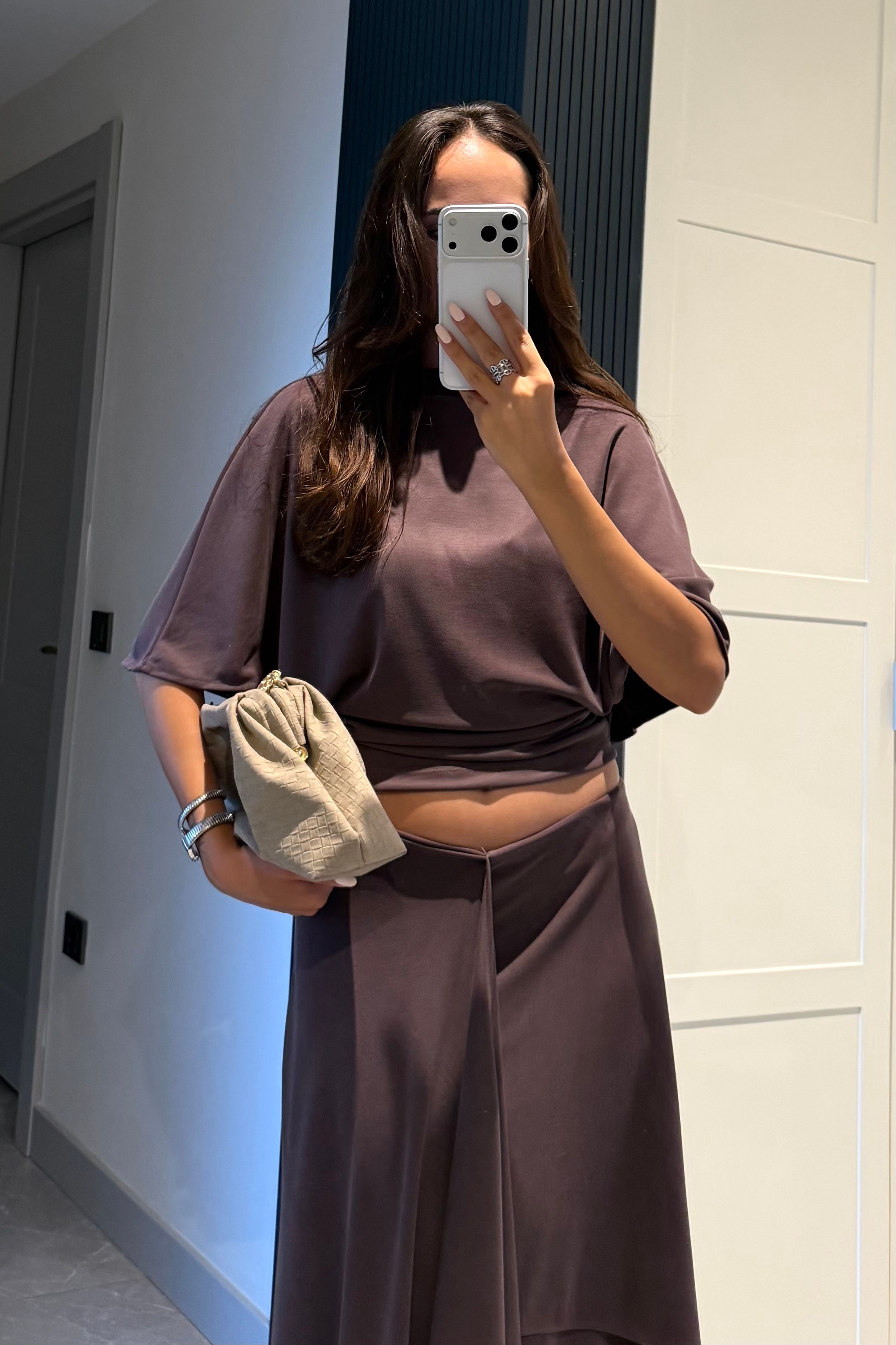 Koyu Vizon Modal Kumaş Takım - Kadın Takım Modelleri - Nazliye Moda | Kadın Giyim Modası
