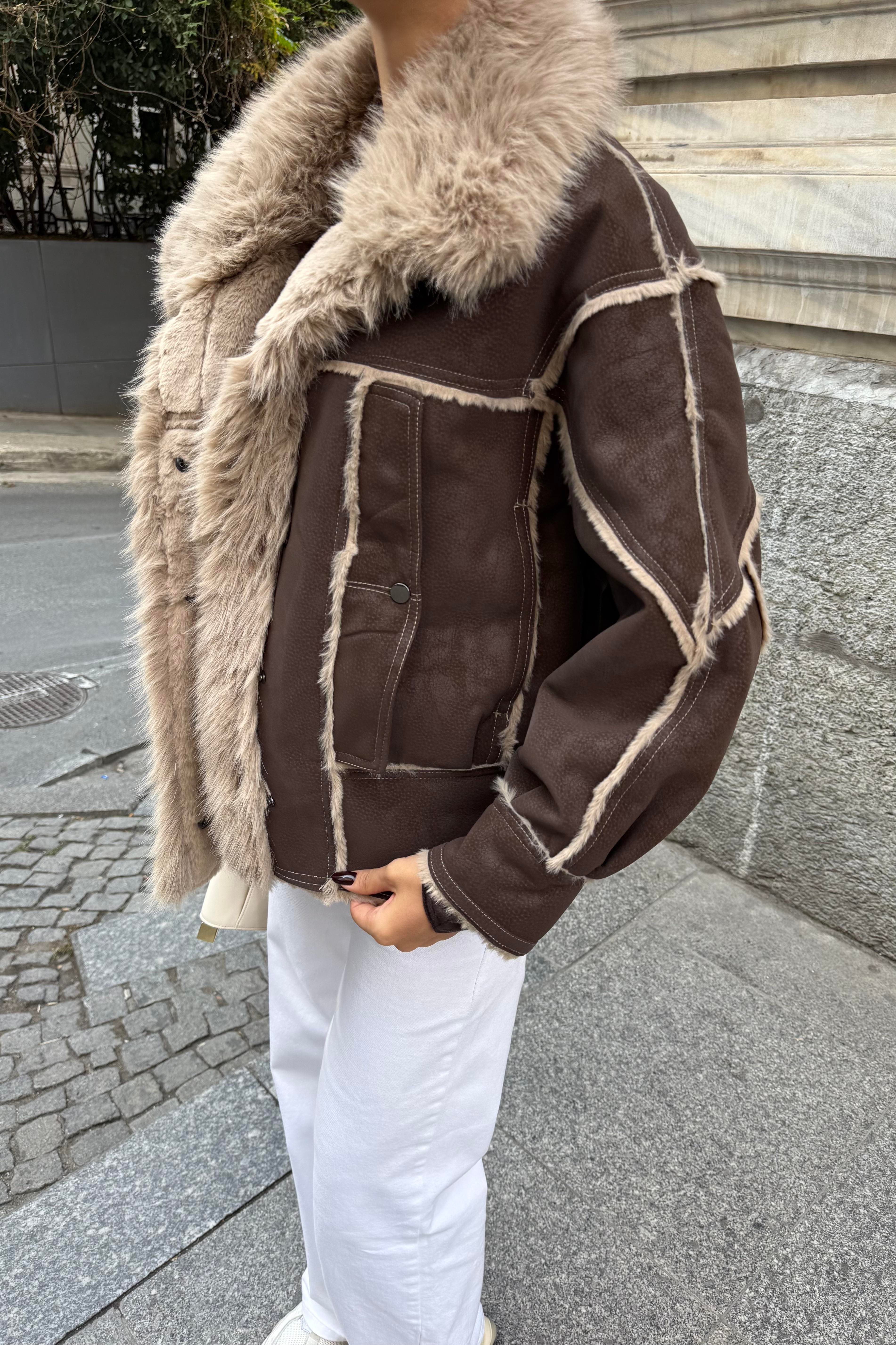 Kürk Yaka Premium Nubuk Mont - Kadın Mont Modelleri - Nazliye Moda | Kadın Giyim Modası