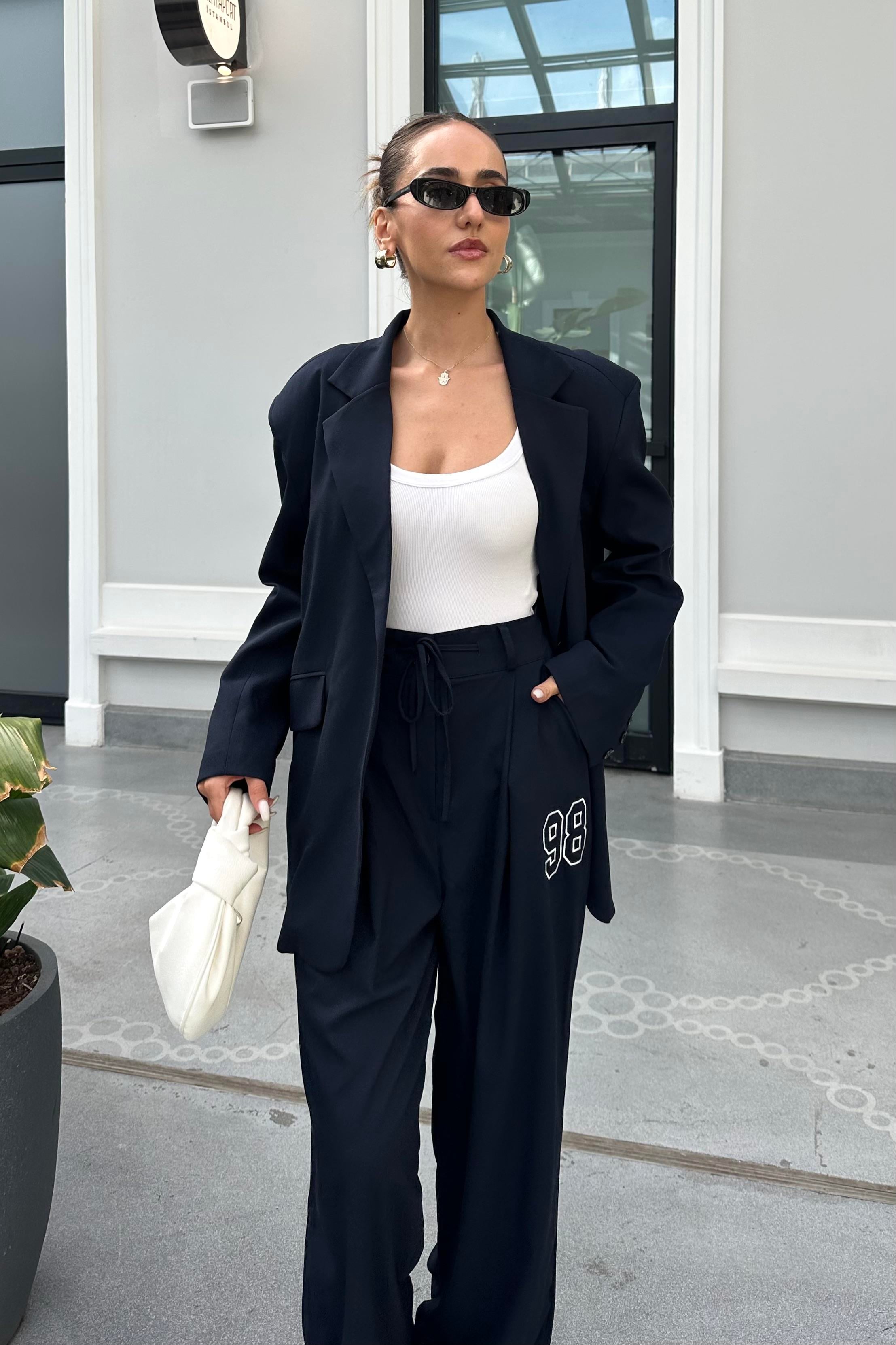 Lacivert Nakışlı Tasarım Blazer Ceket - Kadın Blazer Ceket Modelleri - Nazliye Moda | Kadın Giyim Modası