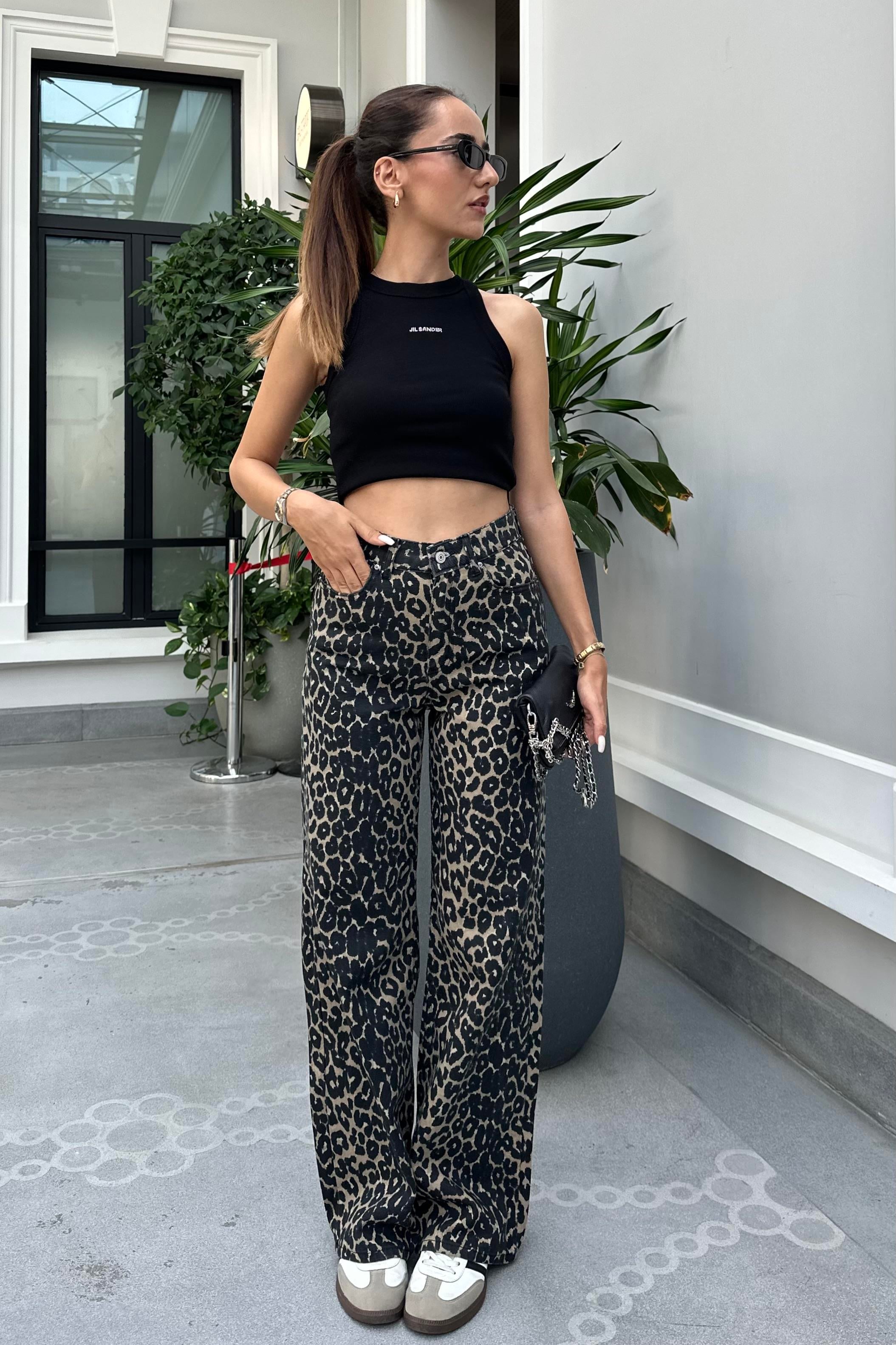Leopar Boru Paça Jean - Kadın Jeans Modelleri - Nazliye Moda | Kadın Giyim Modası