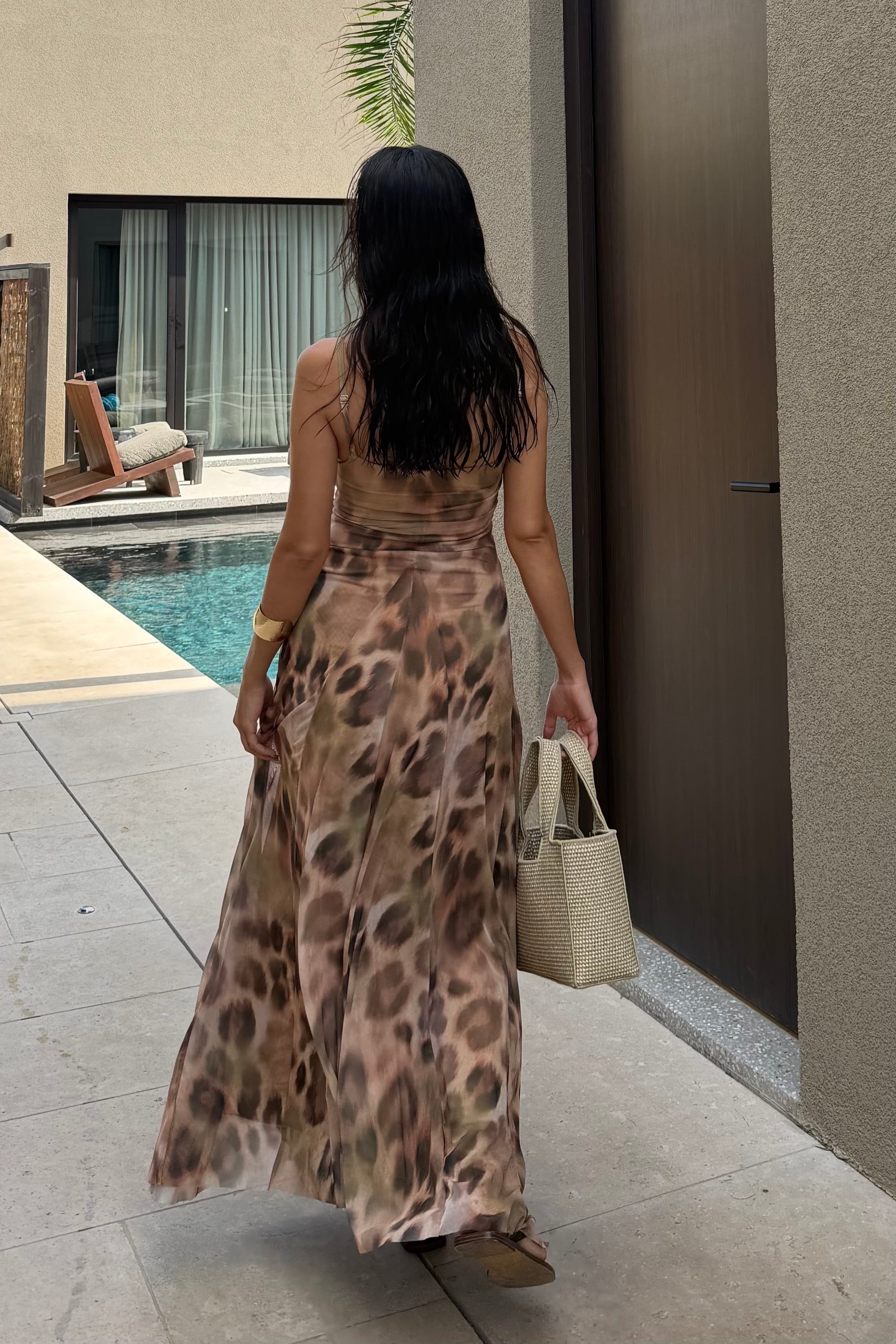 Leopar Uzun Elbise - Kadın Elbise Modelleri - Nazliye Moda | Kadın Giyim Modası