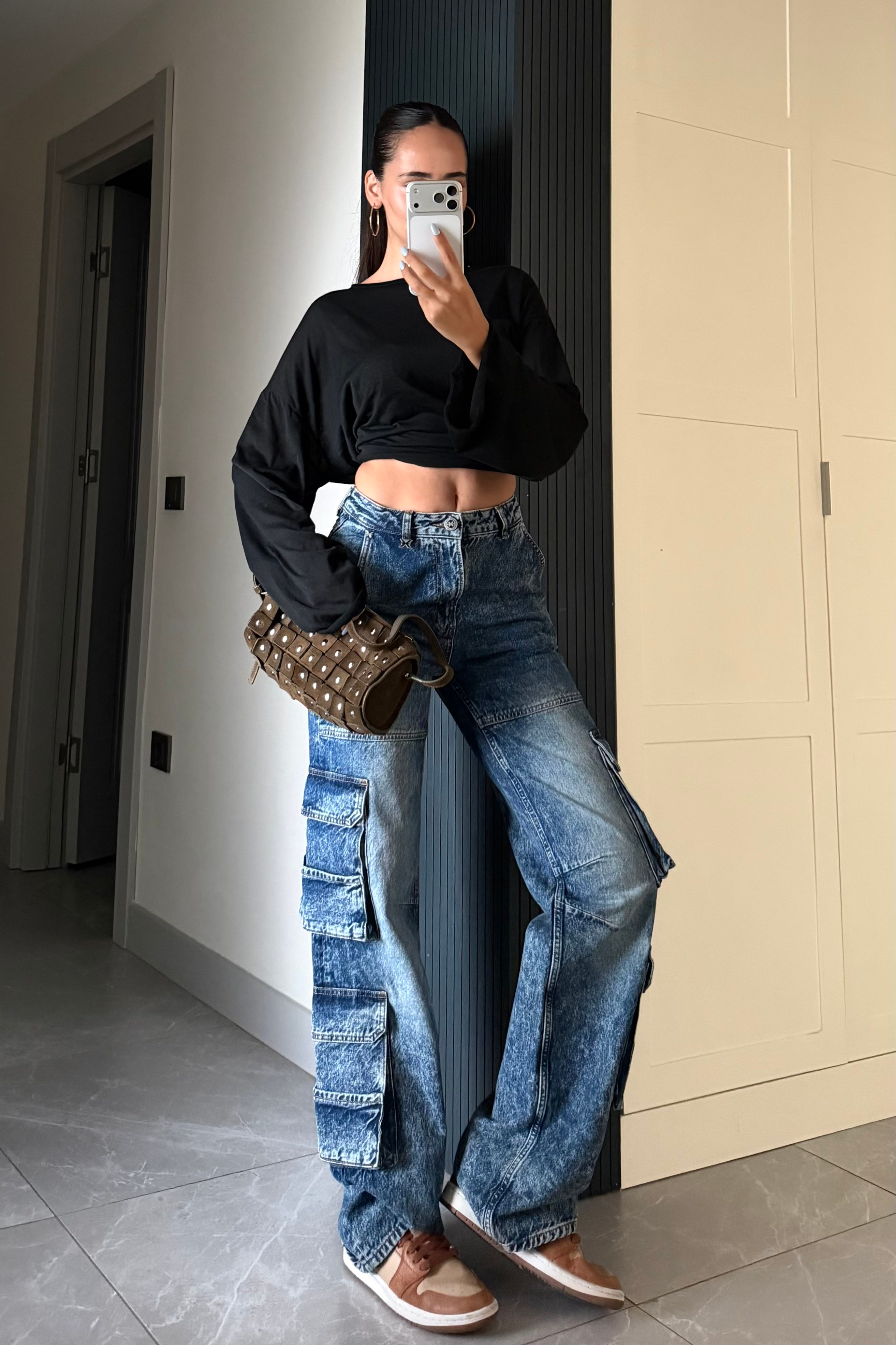 Mavi Kargo Cep Yıkama Detay Jean - Kadın Jean Modelleri - Nazliye Moda | Kadın Giyim Modası