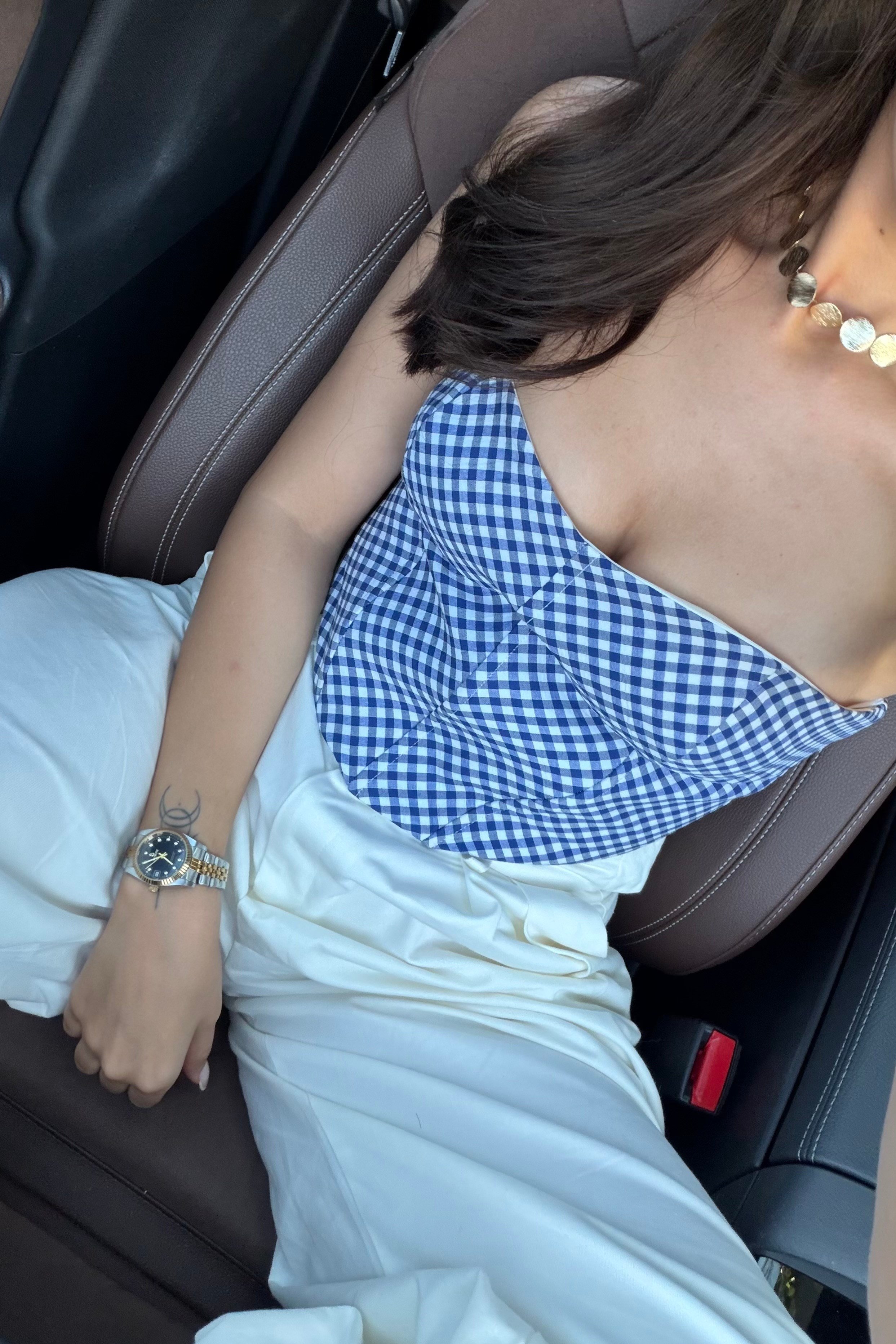 Mavi Pitikare Straplez Bluz - Kadın Bluz Modelleri - Nazliye Moda | Kadın Giyim Modası