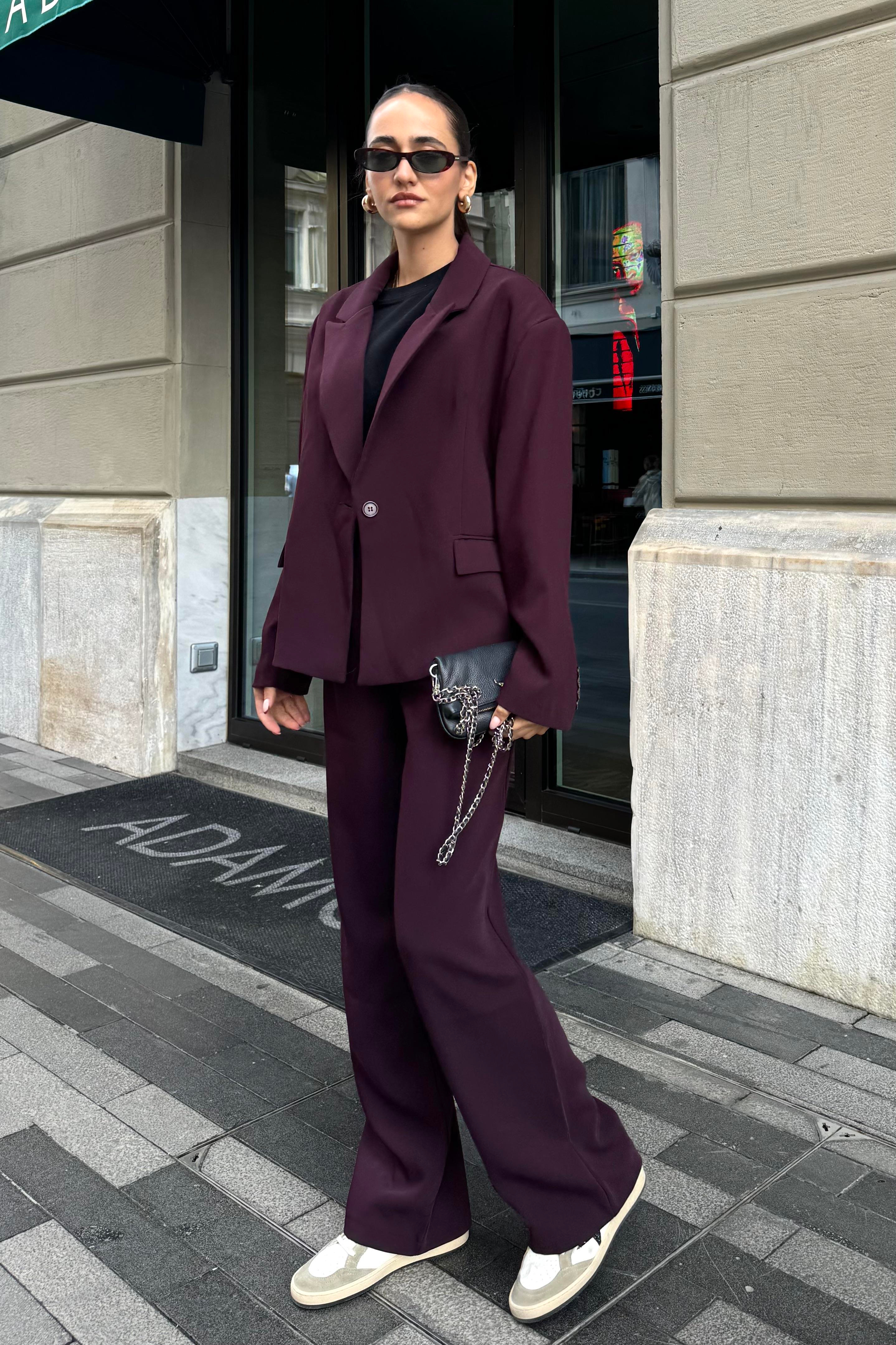 Mürdüm Premium Oversize Blazer Ceket - Kadın Blazer Jackets Modelleri - Nazliye Moda | Kadın Giyim Modası