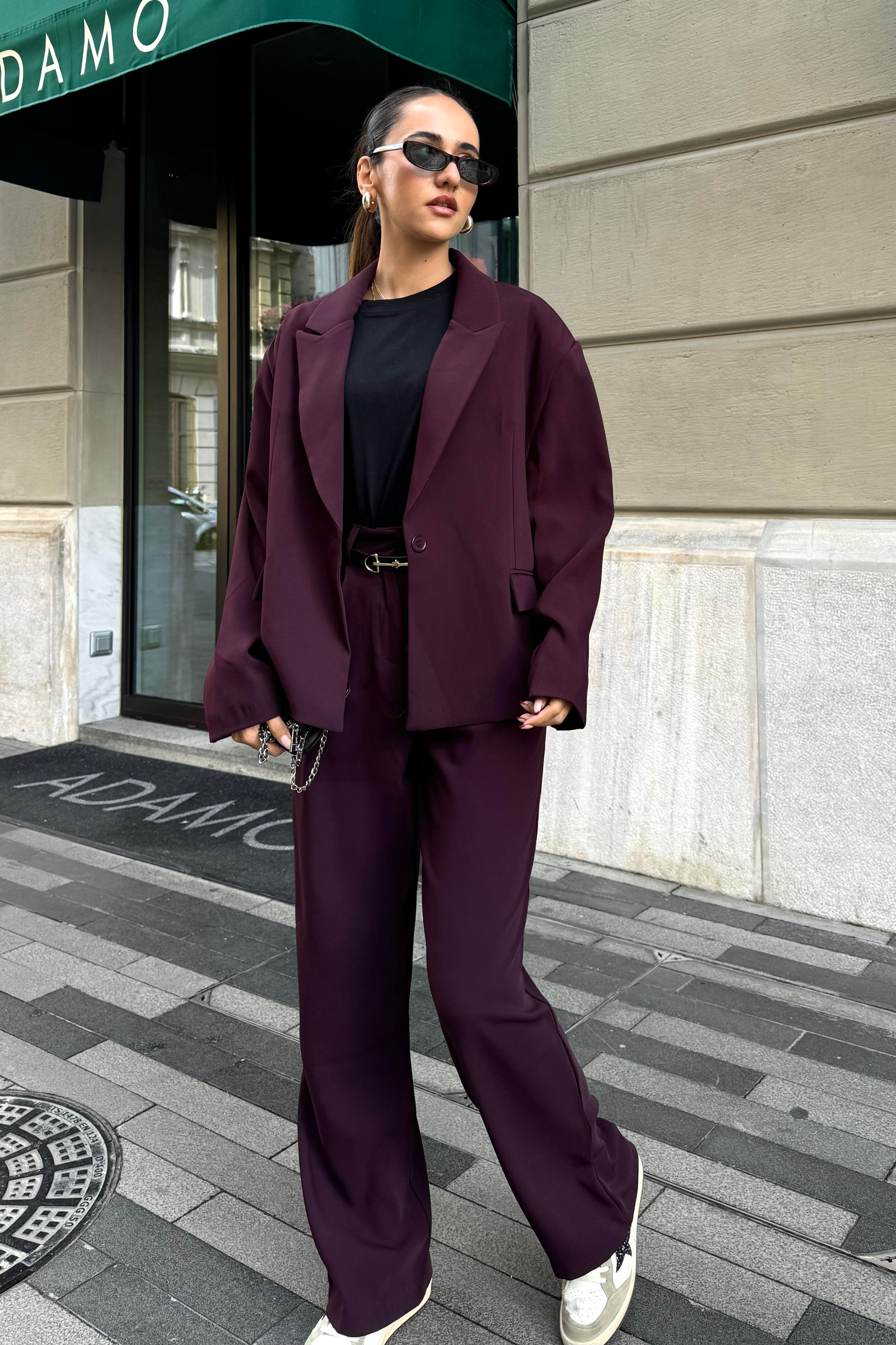 Mürdüm Premium Oversize Blazer Ceket - Kadın Blazer Jackets Modelleri - Nazliye Moda | Kadın Giyim Modası