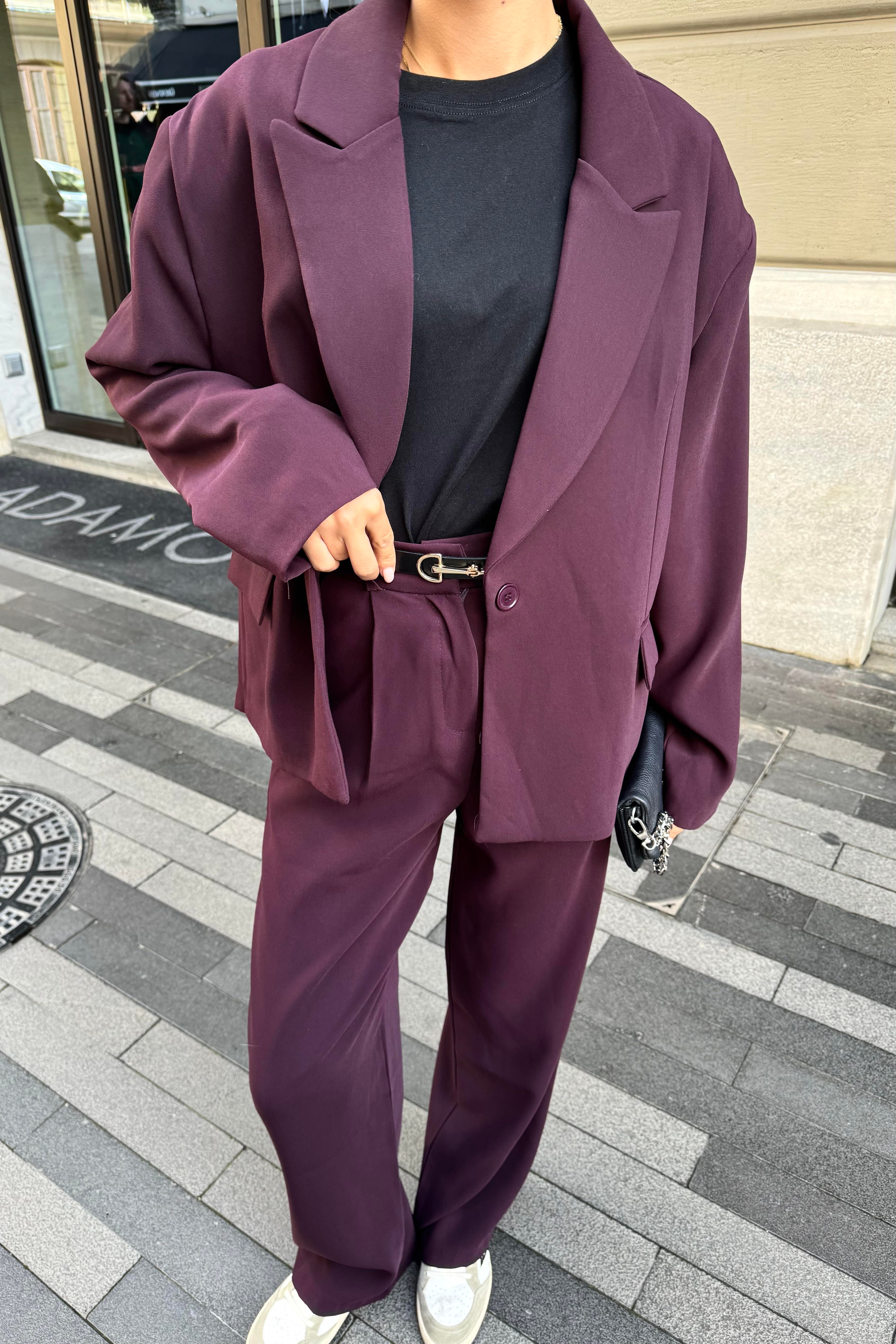 Mürdüm Premium Oversize Blazer Ceket - Kadın Blazer Jackets Modelleri - Nazliye Moda | Kadın Giyim Modası