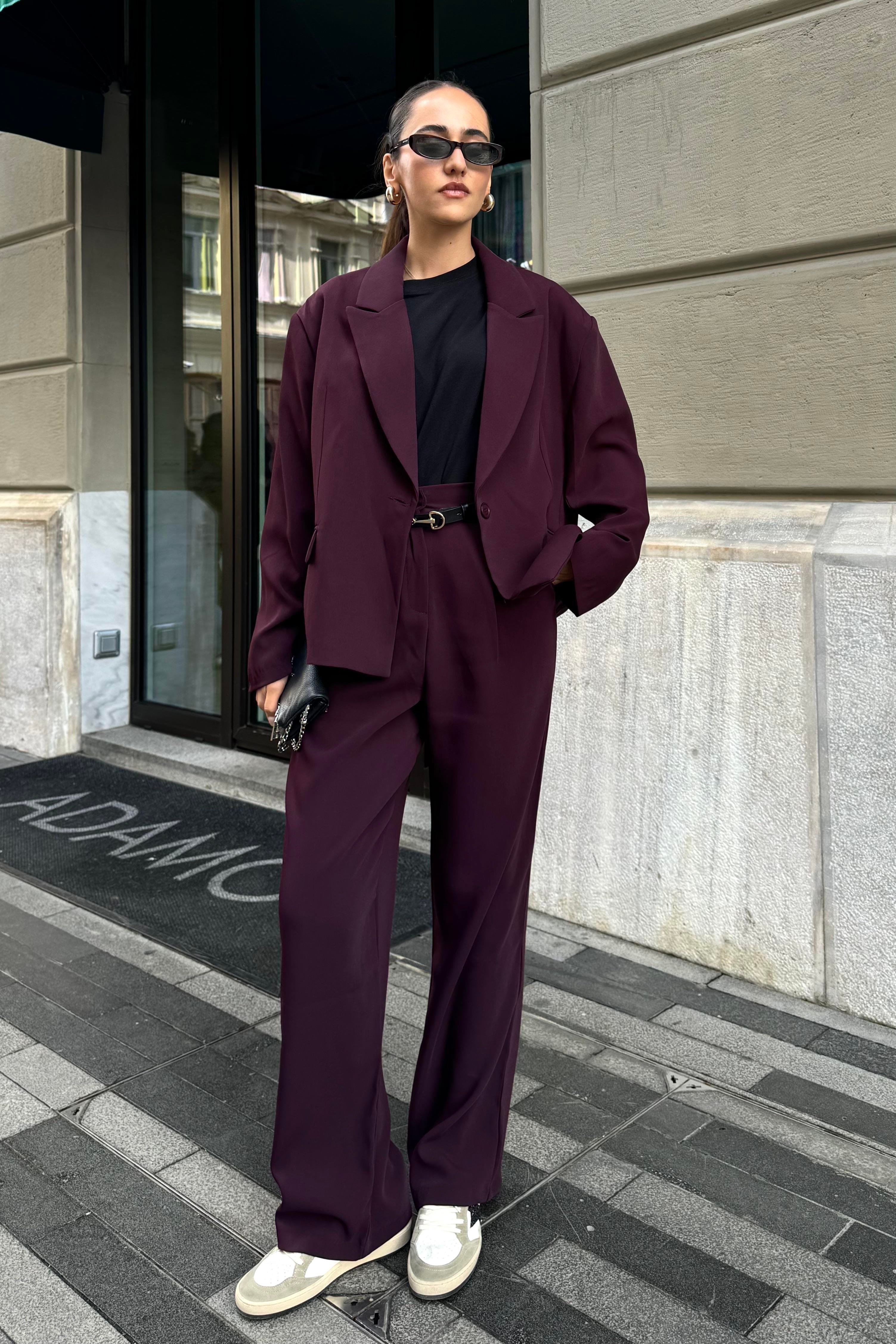 Mürdüm Premium Oversize Blazer Ceket - Kadın Blazer Jackets Modelleri - Nazliye Moda | Kadın Giyim Modası