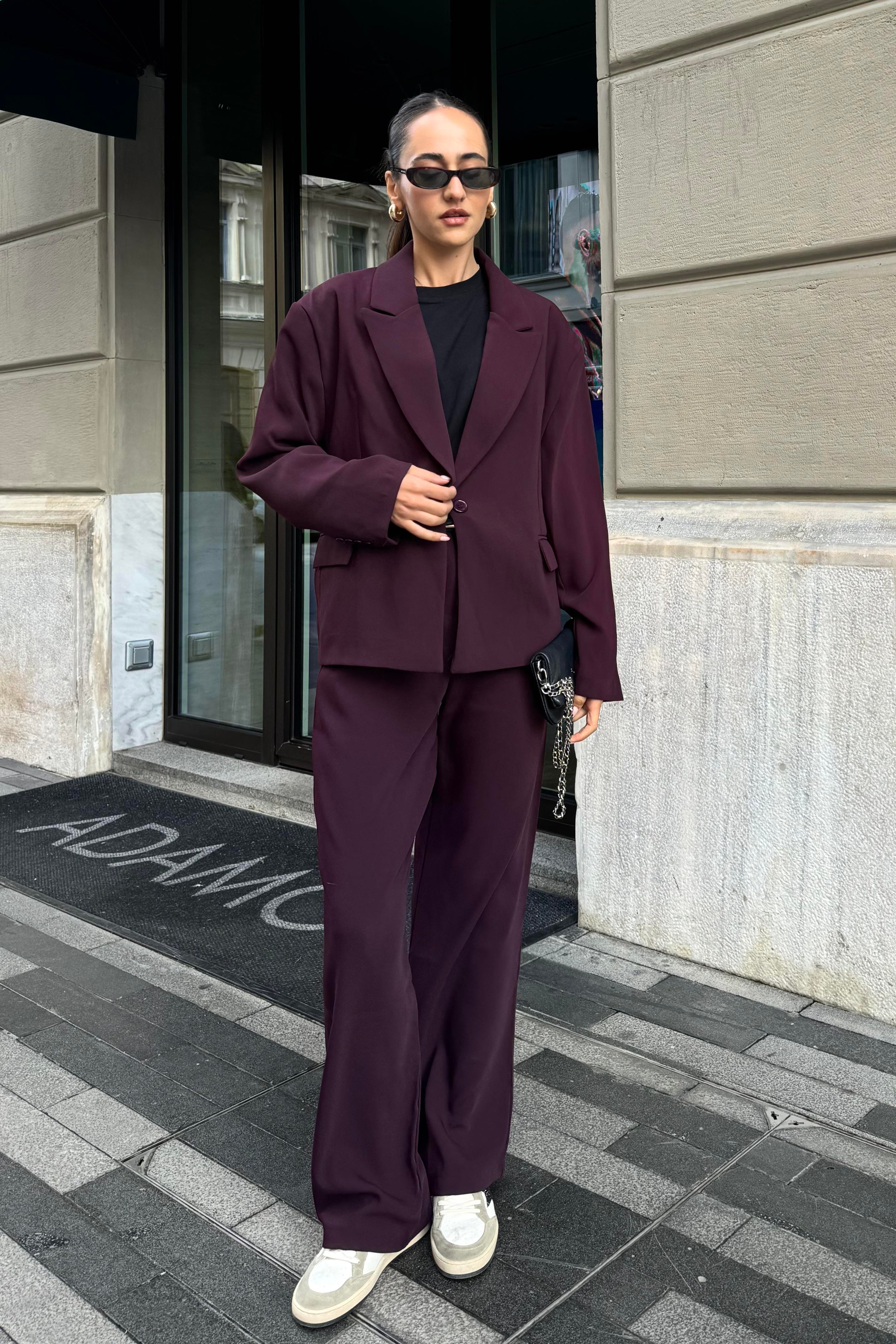 Mürdüm Premium Oversize Blazer Ceket - Kadın Blazer Jackets Modelleri - Nazliye Moda | Kadın Giyim Modası