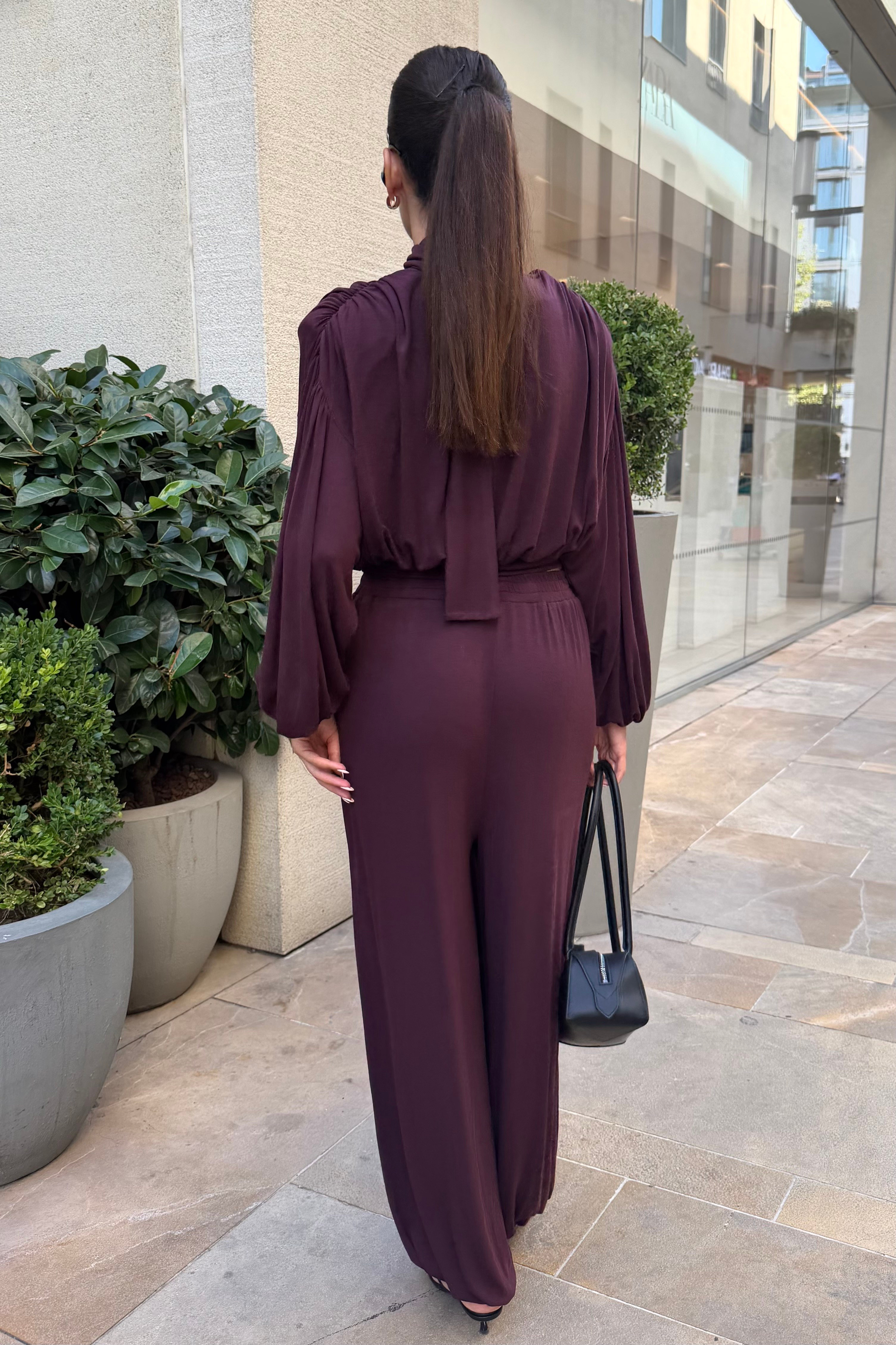 Mürdüm Vatkalı Relax Takım - Kadın Takım Modelleri - Nazliye Moda | Kadın Giyim Modası