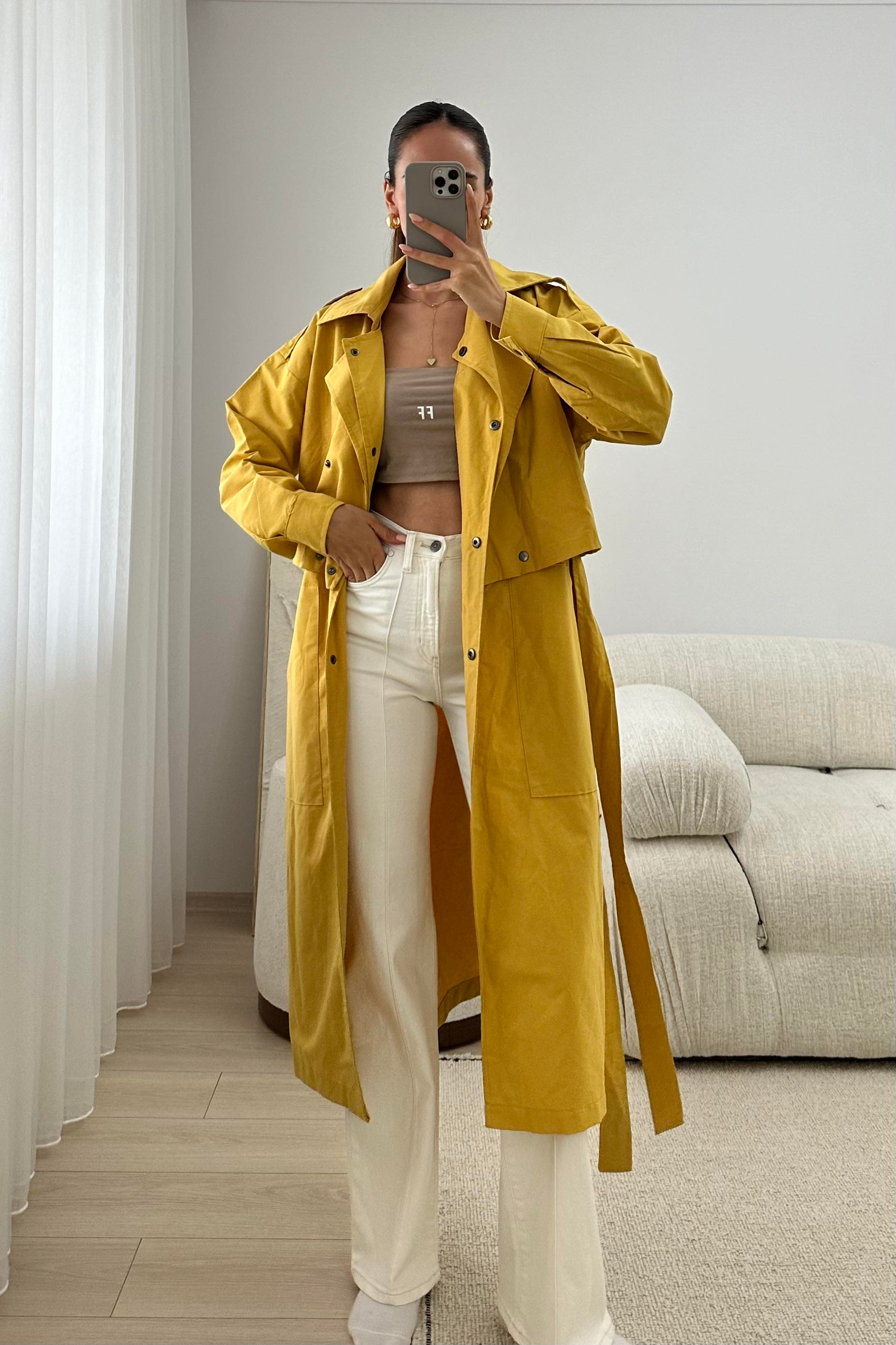 Nazliye Pistachio Green Design Trech Coats - Kadın Trench Coats Modelleri - Nazliye Moda | Kadın Giyim Modası