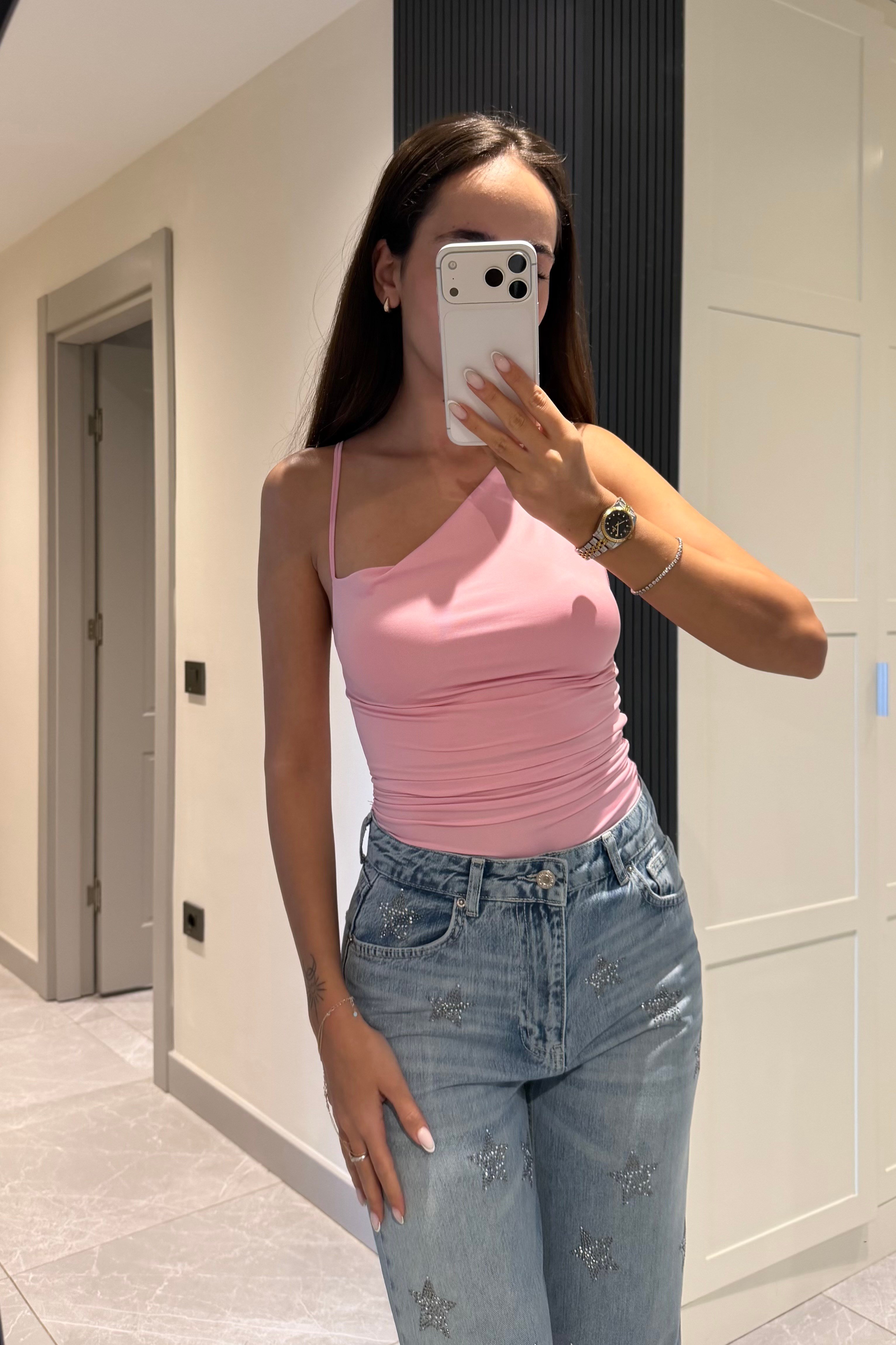 Pembe Fular Detay Bluz - Kadın Bluz Modelleri - Nazliye Moda | Kadın Giyim Modası