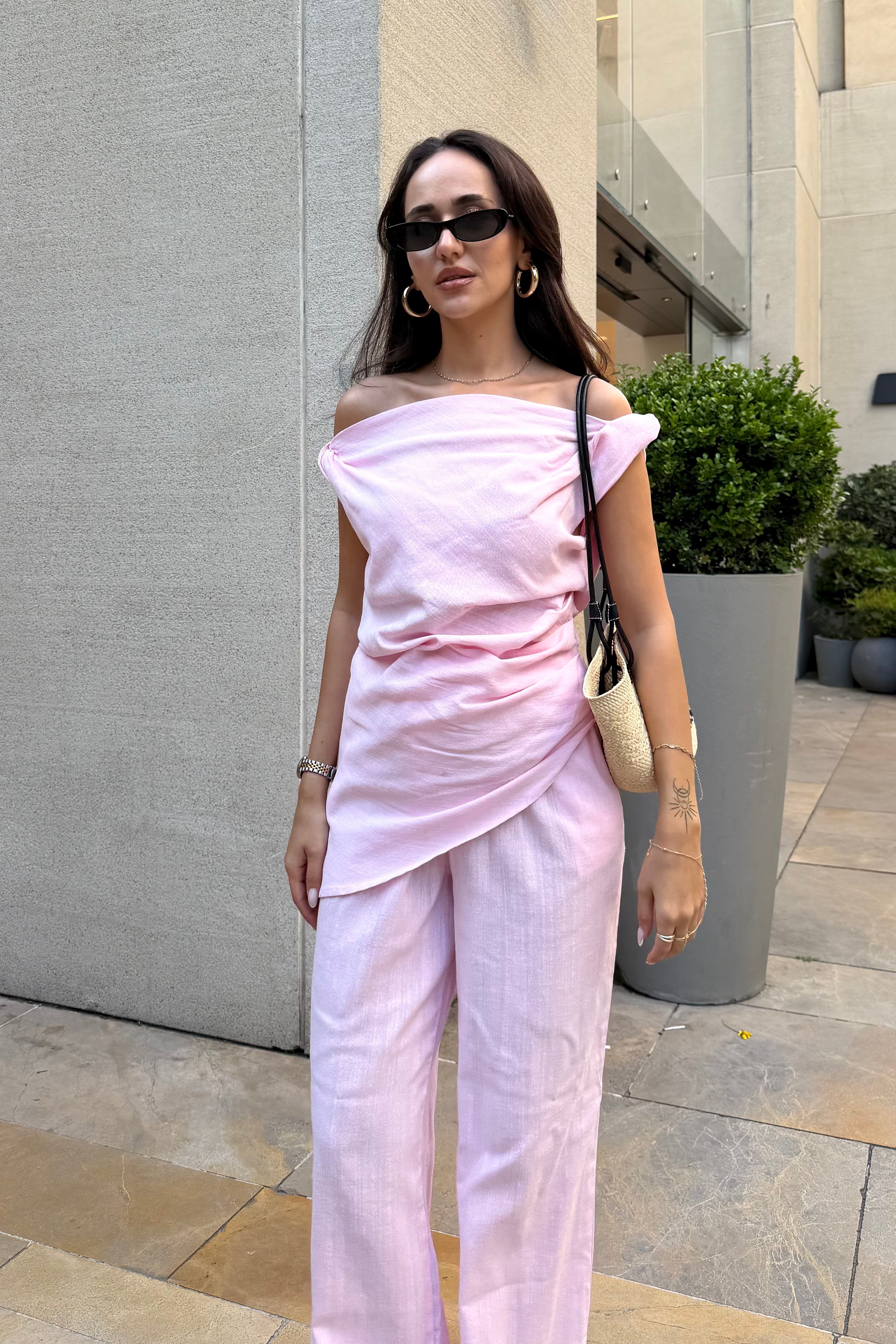 Pembe Premium Keten Takım - Kadın Takım Modelleri - Nazliye Moda | Kadın Giyim Modası