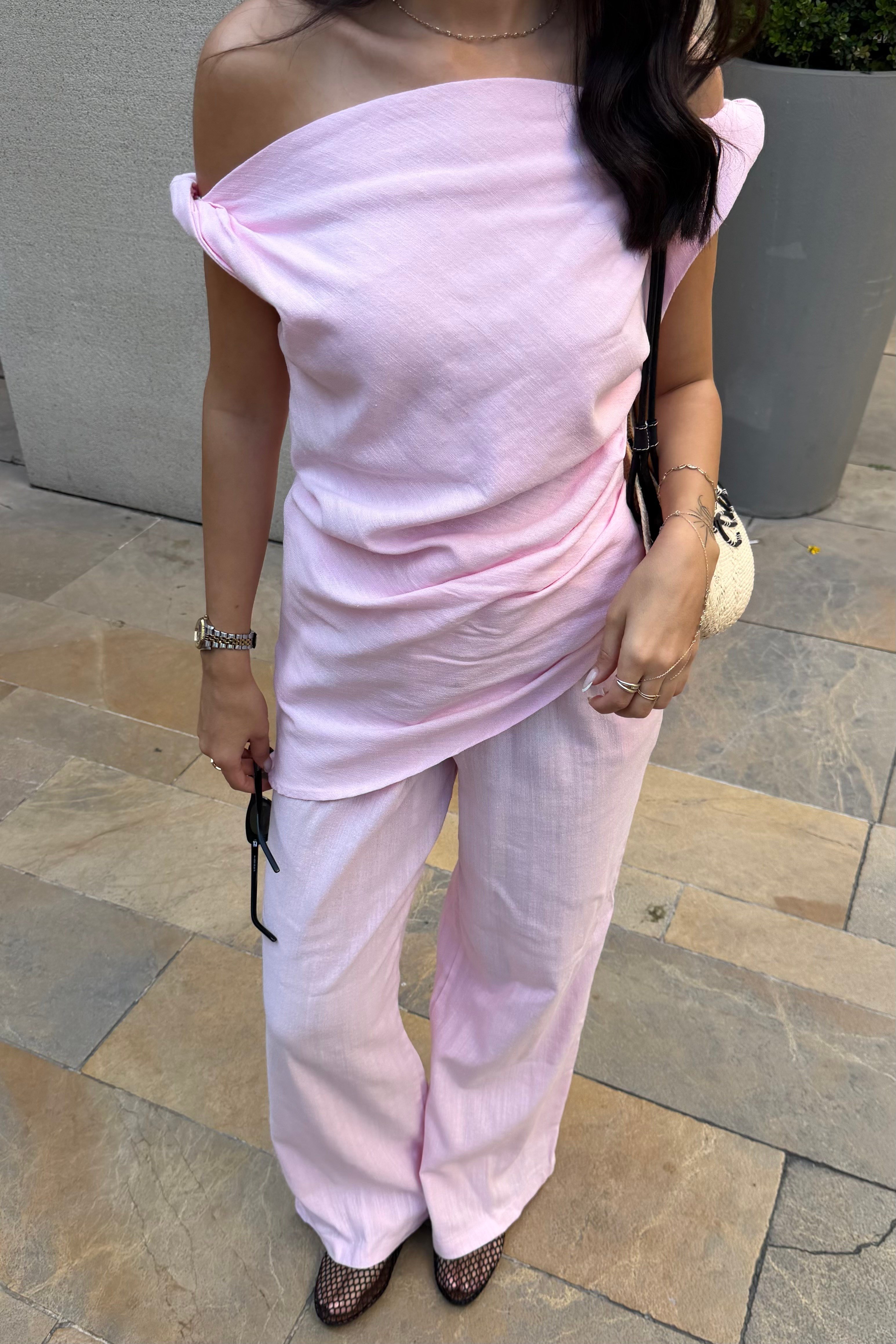 Pembe Premium Keten Takım - Kadın Takım Modelleri - Nazliye Moda | Kadın Giyim Modası