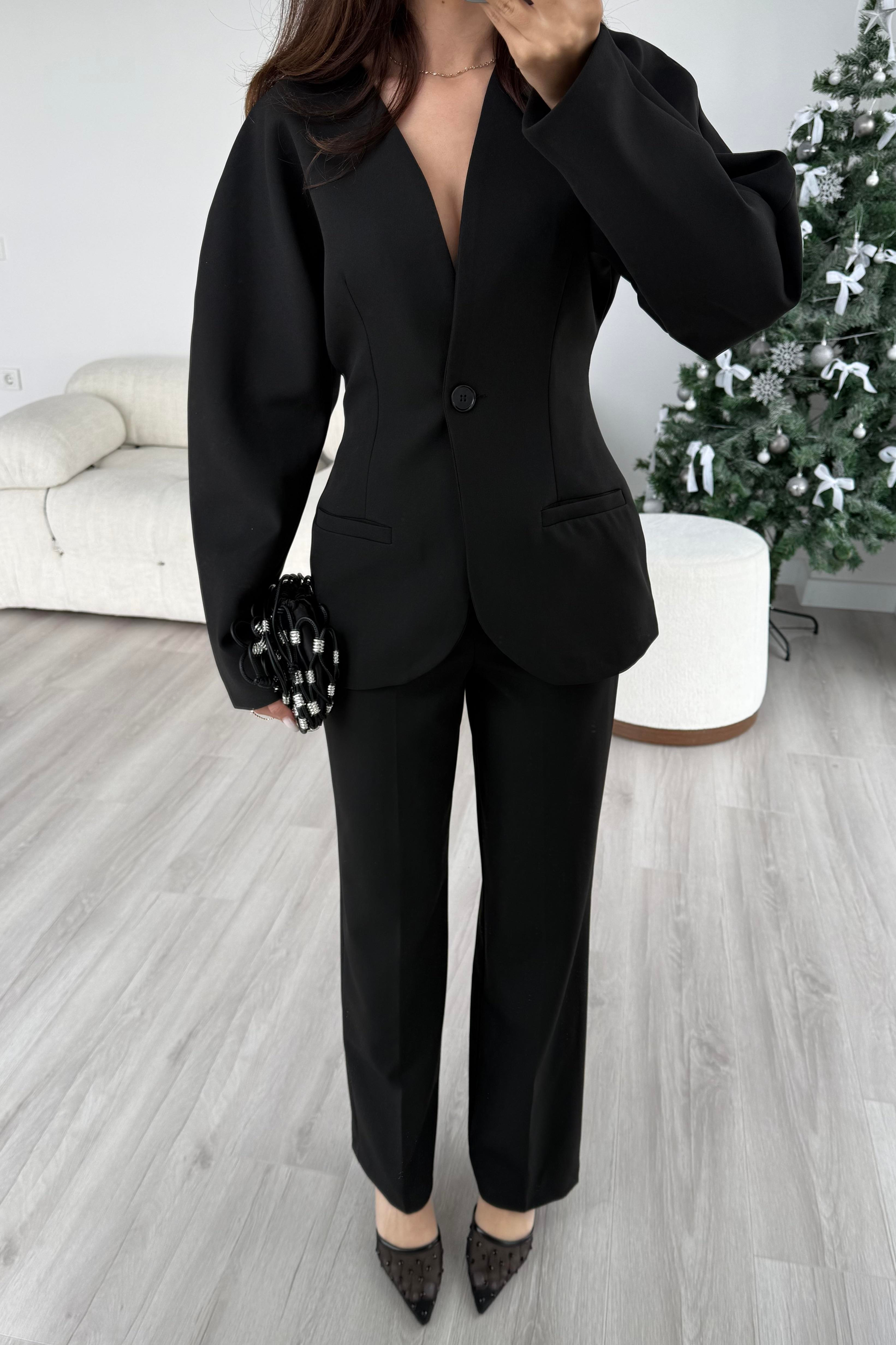 Siyah Belden Oturma Premium Takım - Kadın Takım Modelleri - Nazliye Moda | Kadın Giyim Modası