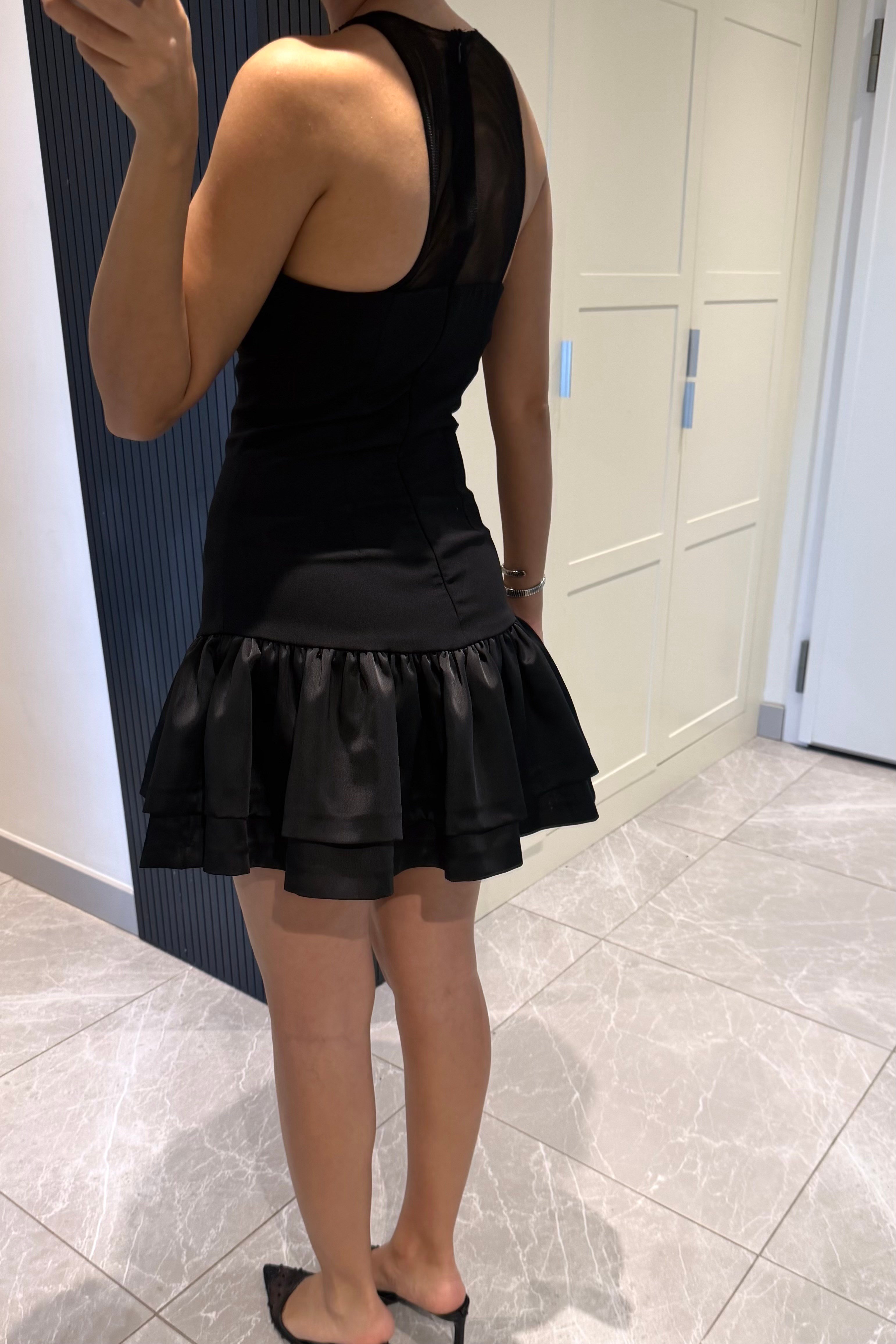 Siyah Boncuk İşlemeli Mini Elbise - Kadın Elbise Modelleri - Nazliye Moda | Kadın Giyim Modası