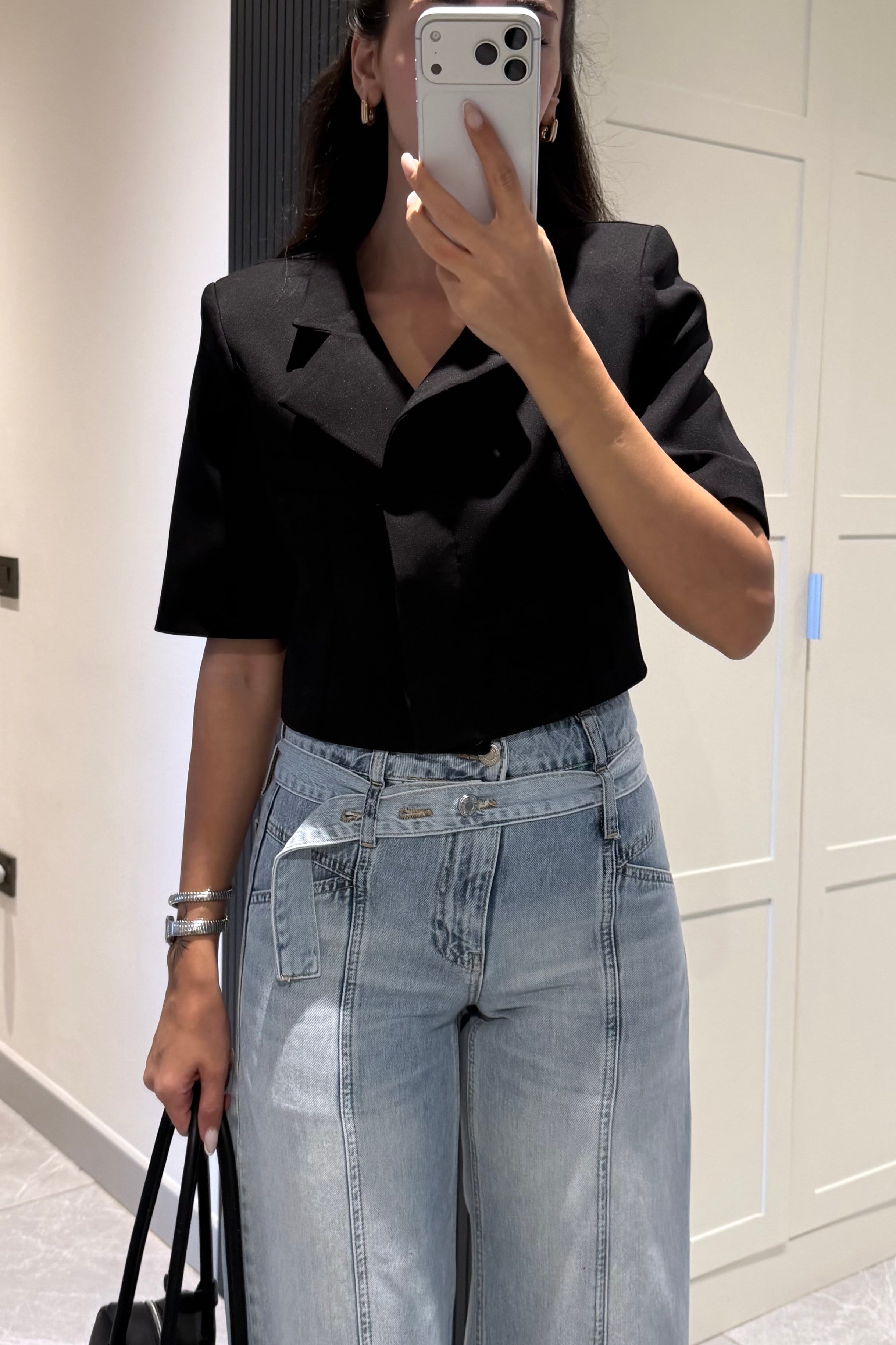 Siyah Crop Ceket - Kadın Ceket Modelleri - Nazliye Moda | Kadın Giyim Modası